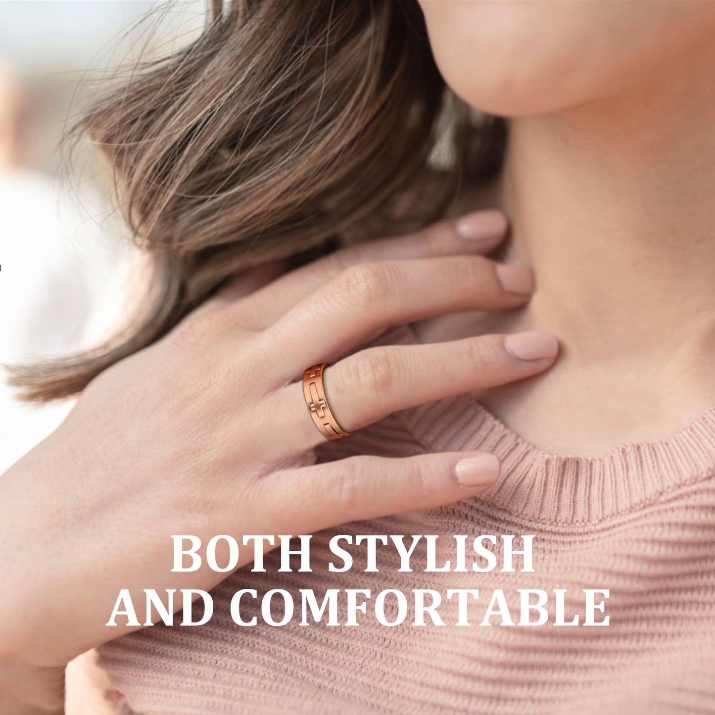 MagEnergy 2PCS Copper Rings for Men & Women, 99.9% Pure Copper Magnetic Christian Thumb Ring with Strong Magnet, Lymphatic Therapy Jewelry Gift with Present Box