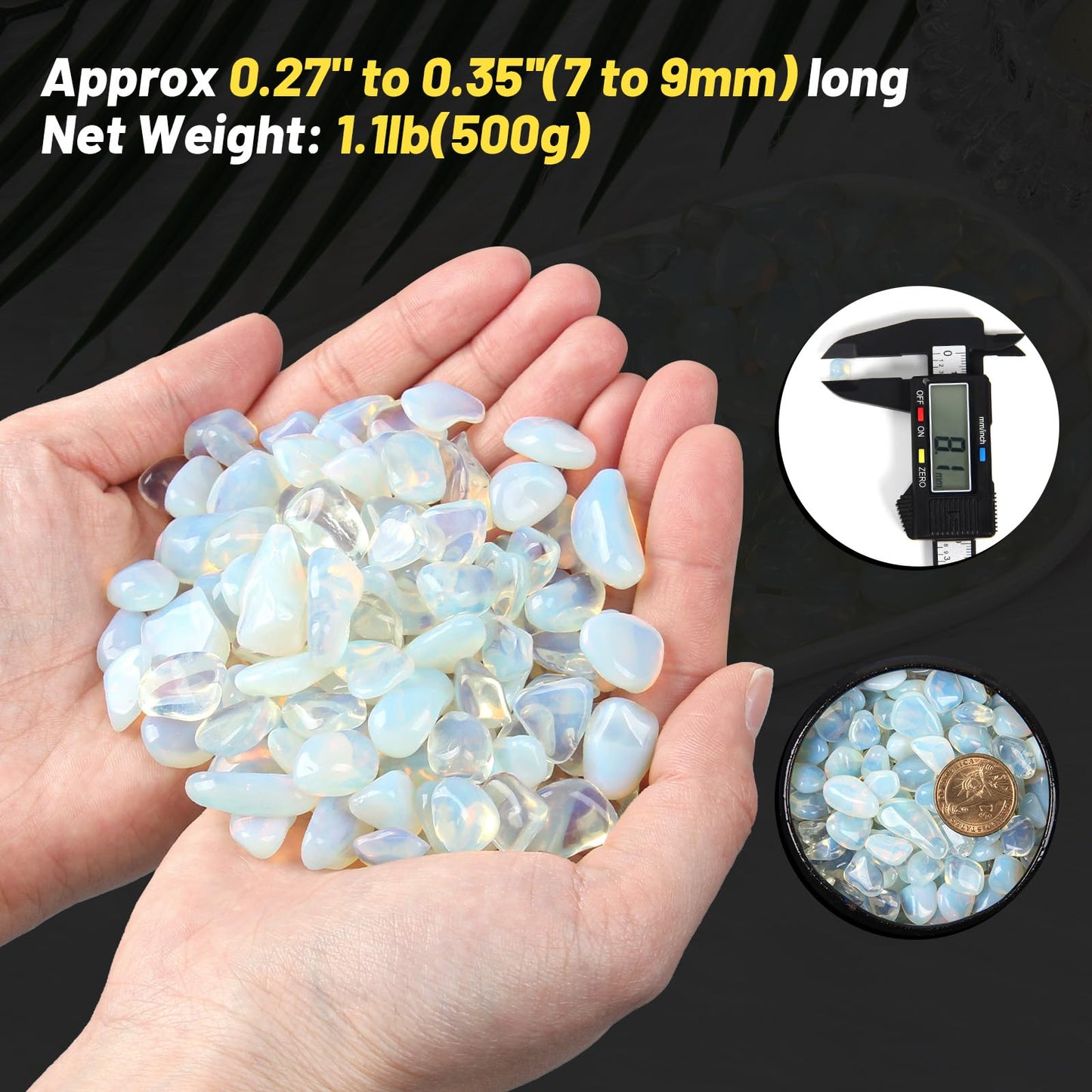 1.1lb Crushed Opal Crystal Tumbled Chips-Opal Healing Crystals Chips Bulk, Crushed Crystal Gemstones for Crafts, Beautiful Package for Gift (Opal)