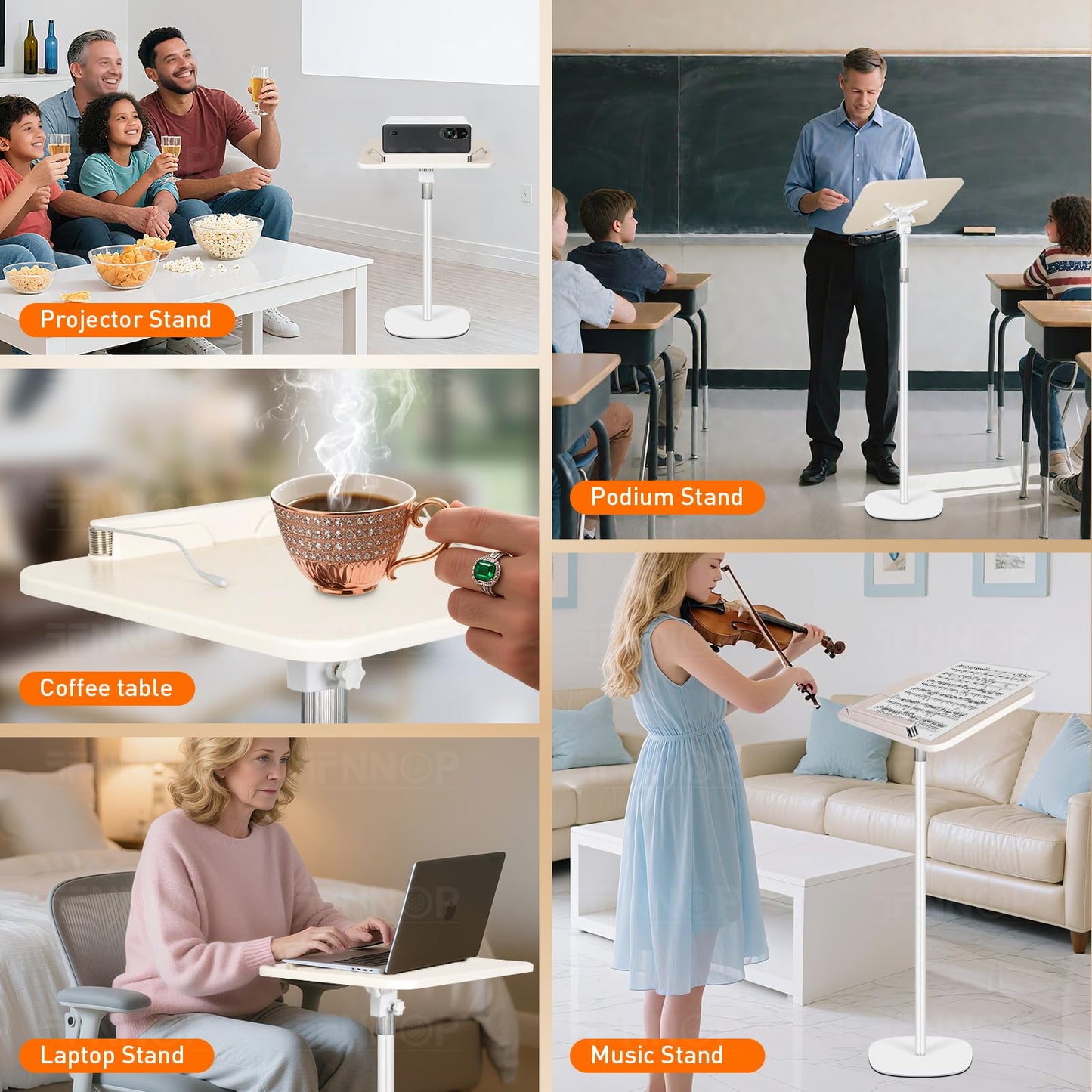 TNNOP Floor Standing Book Stand, Foldable Book Holder for Reading with Page Clips, 19"–51" Height Adjustable, Sturdy Podium Stand for Reading, Bible, Laptop, Cookbooks, or Projector