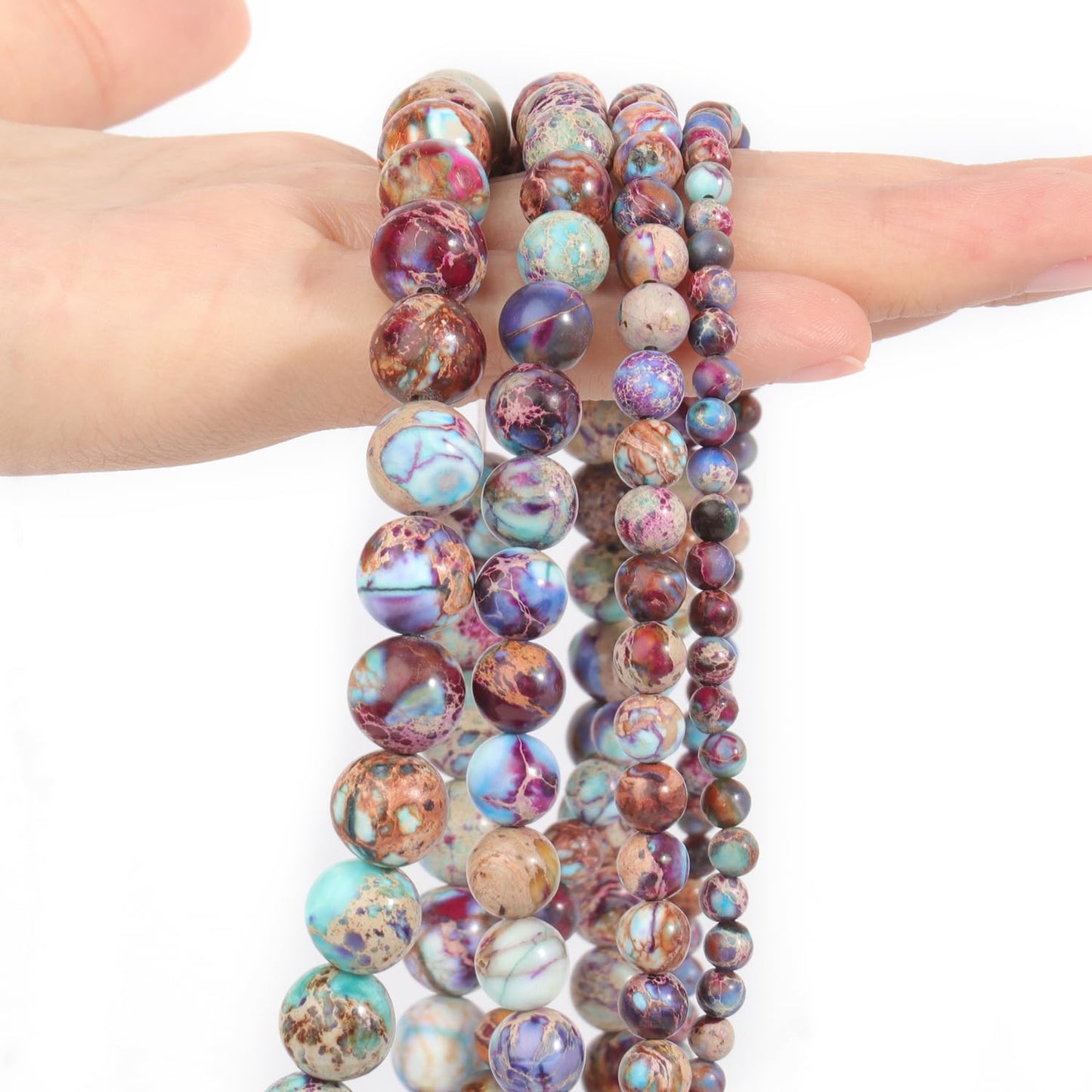 NITOPUPU 10mm 37pcs Purple Emperor Natural Stone Beads for Jewelry Making Supplies, Round Crystal Beads for Bracelets Necklace DIY Crafts