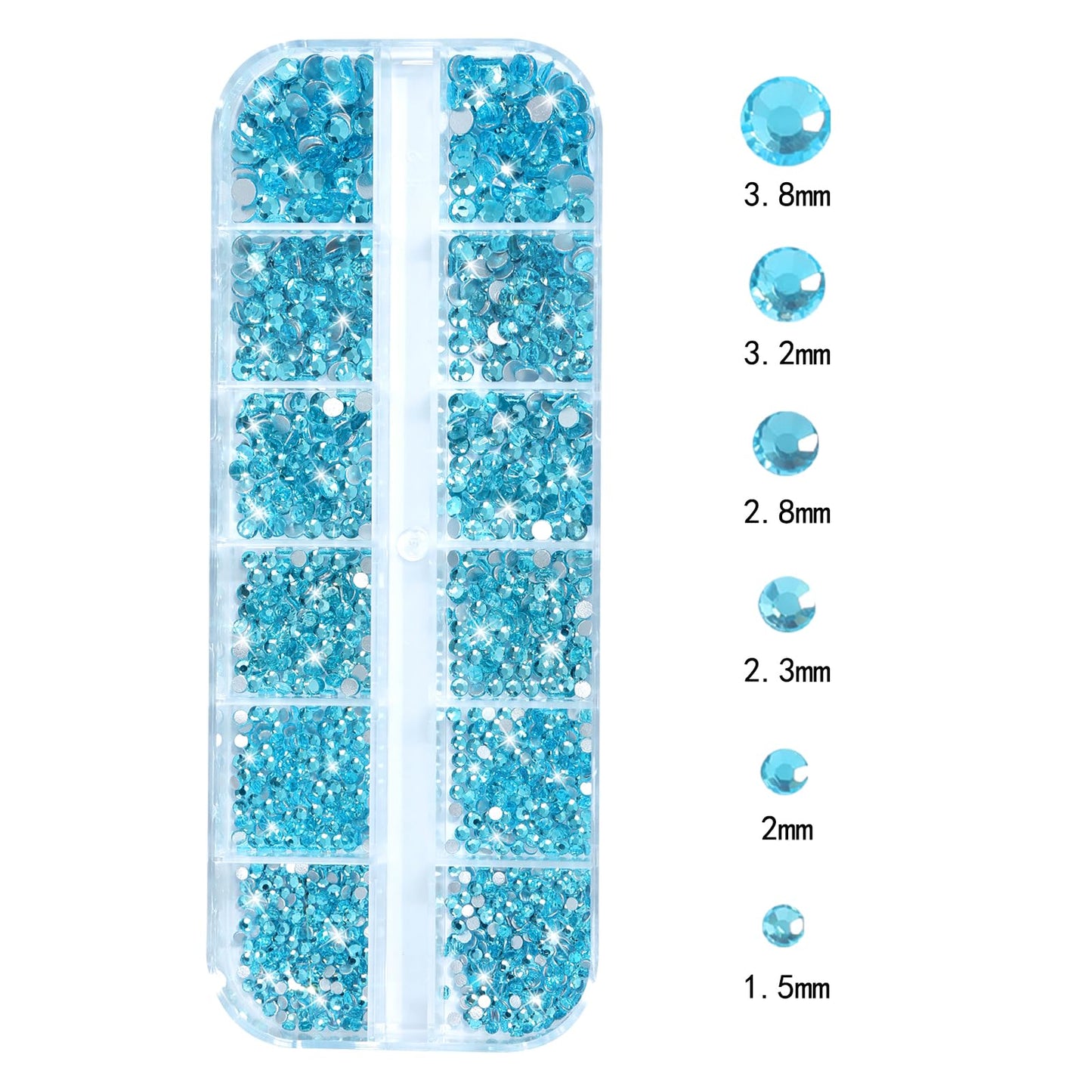Nail Rhinestones - 3D Multi Shape Size, Flat Back, Manicure Rhinestones Charms, Crystal Lake Blue Gems, with Kit, for Nail Art, Bedazzling Acrylic Nails, DIY Decor