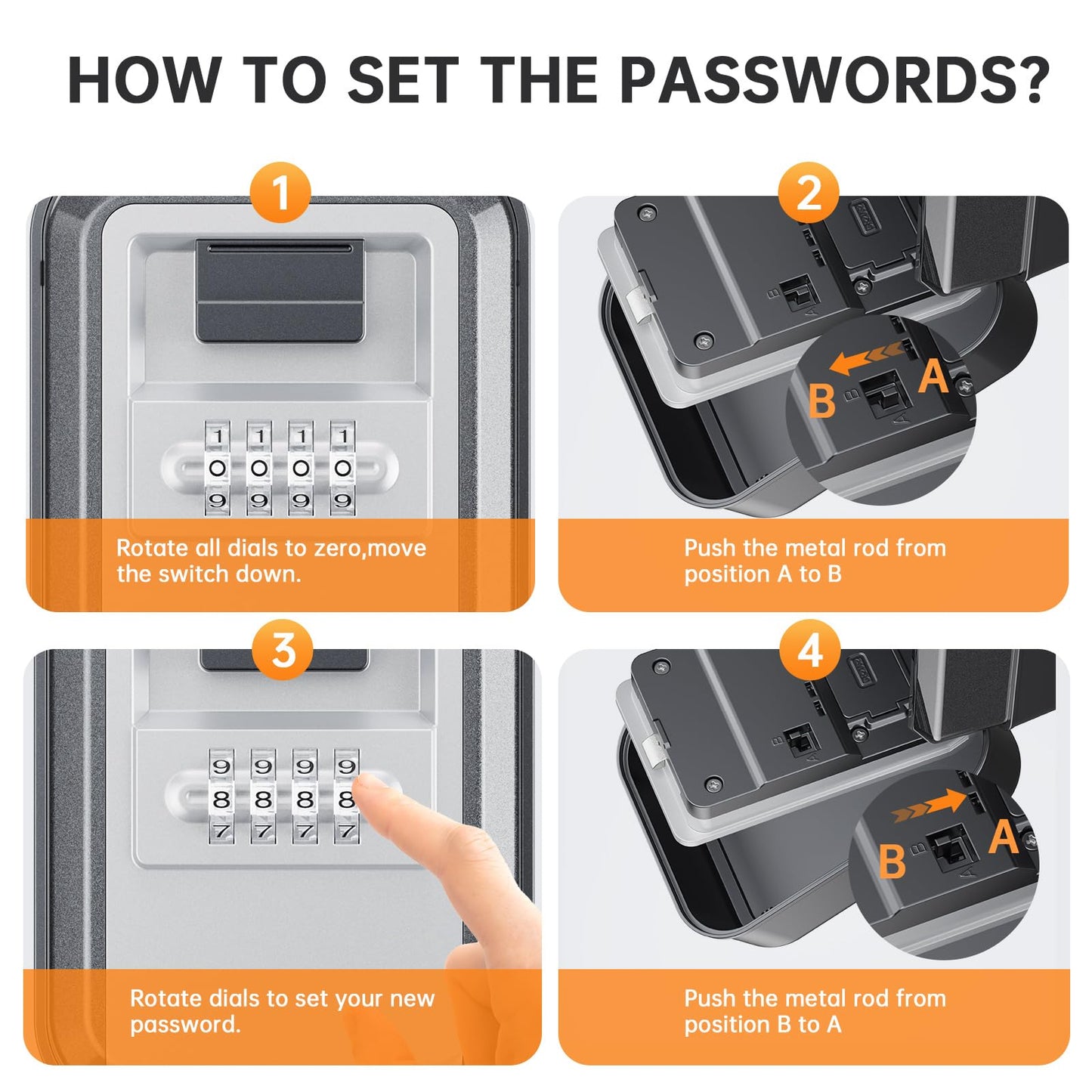 TOSICAM Light Up Key Lock Box - Waterproof Wall Mount Portable 4-Digit Combination Key Safe Storage for Outdoor/Home/Airbnb/Emergency/Realtor/Large Capacity/Resettable Code