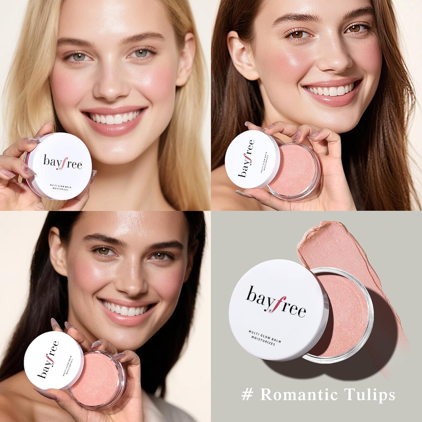 Multi Glow Balm, Cream Blush for Cheeks, Blush Balm Face Makeup, Radiant Finish, Hydrating, Creamy, Lightweight & Blendable Color, Face Makeup, 0.63 Oz (Romantic Tulips)
