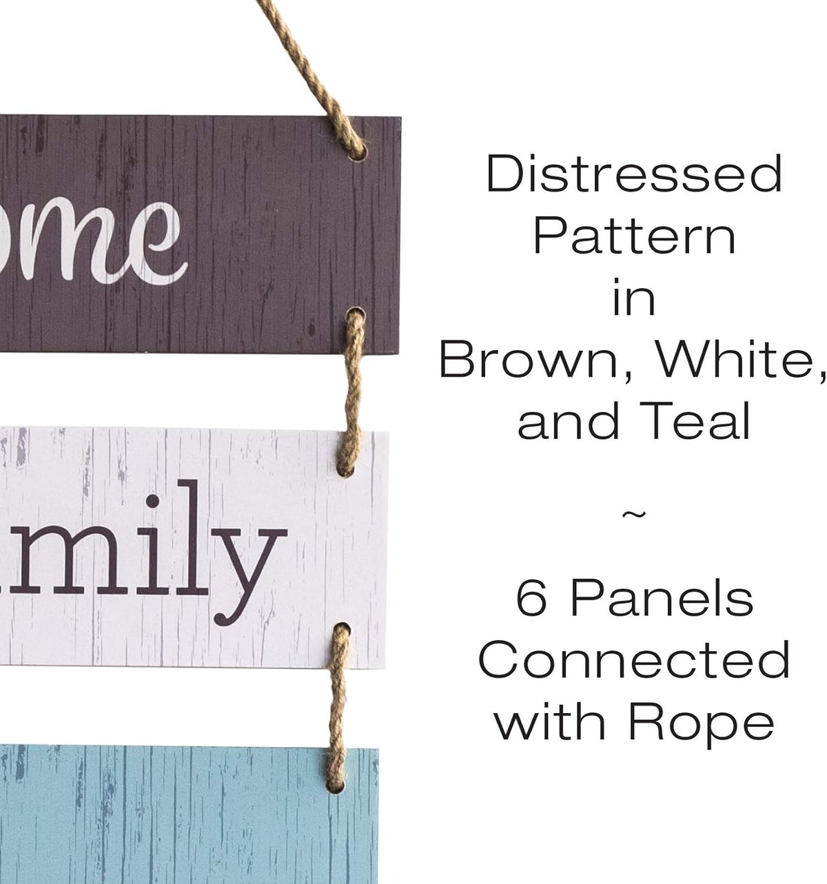 EXCELLO GLOBAL PRODUCTS Large Hanging Wall Sign: Rustic Wooden Decor (Home, Family, Love, Laugh, Live, Happiness) Hanging Wood Wall Decoration (11.75" x 32")