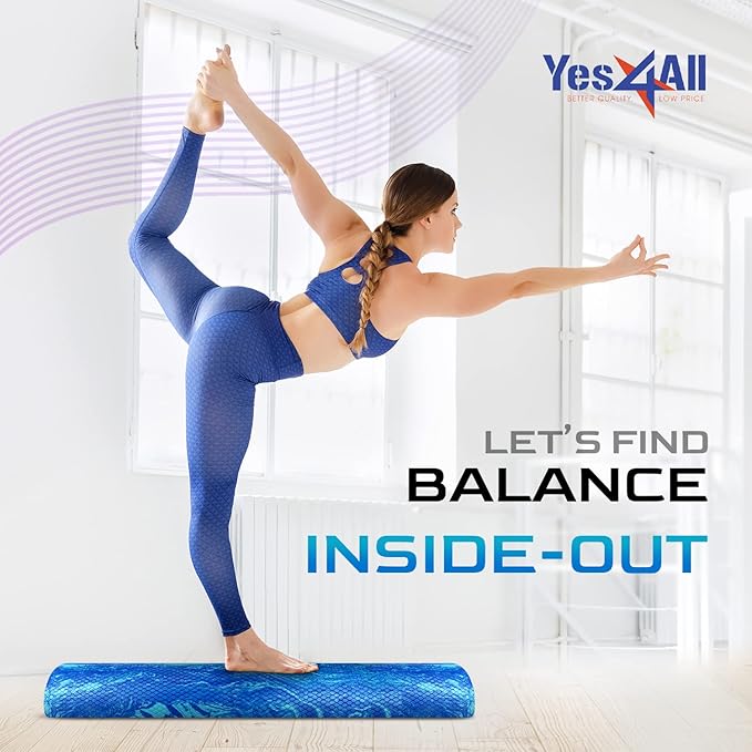 Yes4All Medium-Density EVA Foam Roller for Back - Half Back Roller for Exercise, Yoga & Pilates 12/36 inch