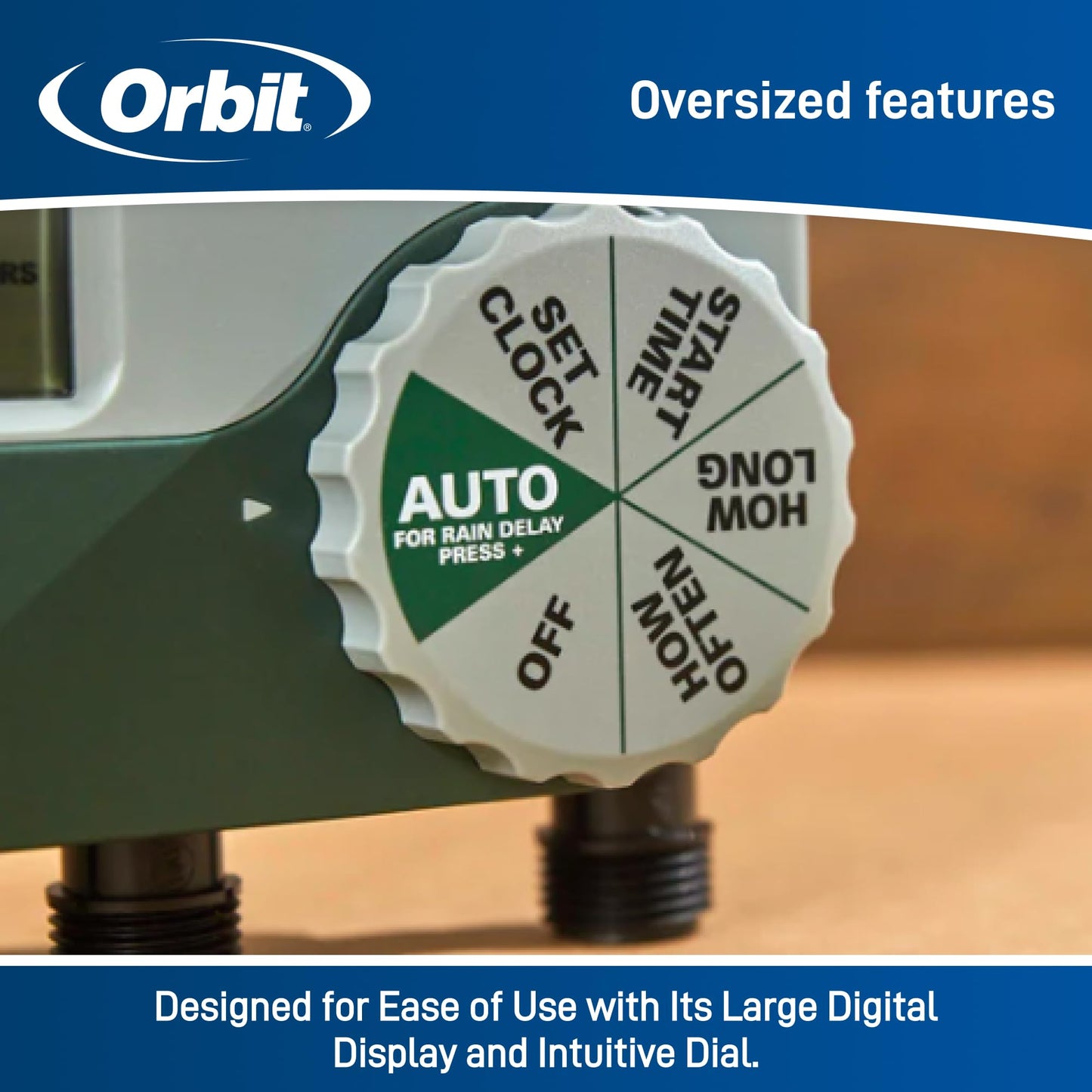Orbit Programmable Digital Hose Watering Timer - 3 Outlet - Battery Powered - with LCD Screen - Built-in Rain Delay - Water-Resistant - 56082