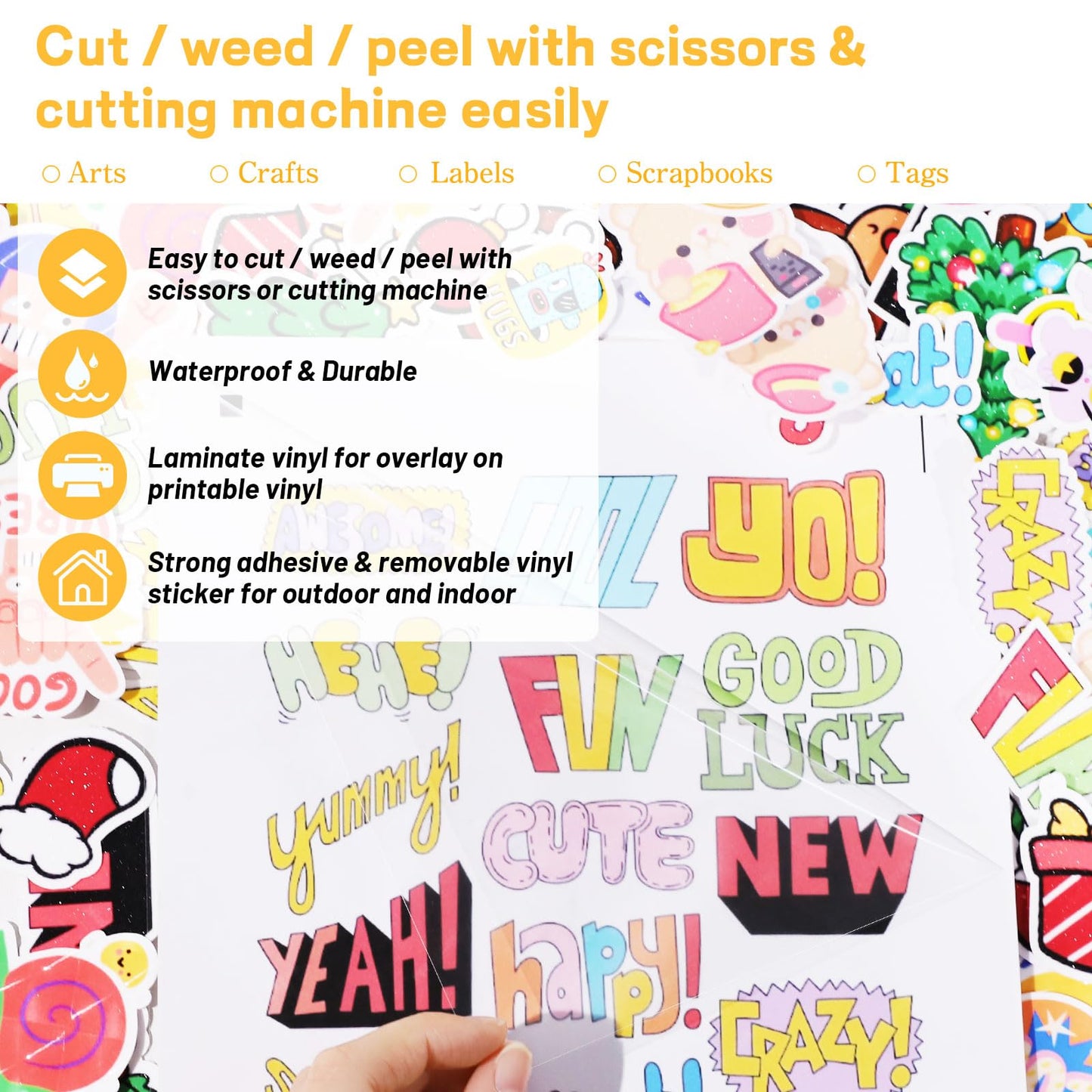 TECKWRAP Laminating Sheets Clear Laminate Sheets Sticker Paper for Inkjet Printer Clear Vinyl for Printable Vinyl Sticker Paper Photo Paper 8.26" x 11.69" A4 28 Sheets, Glossy