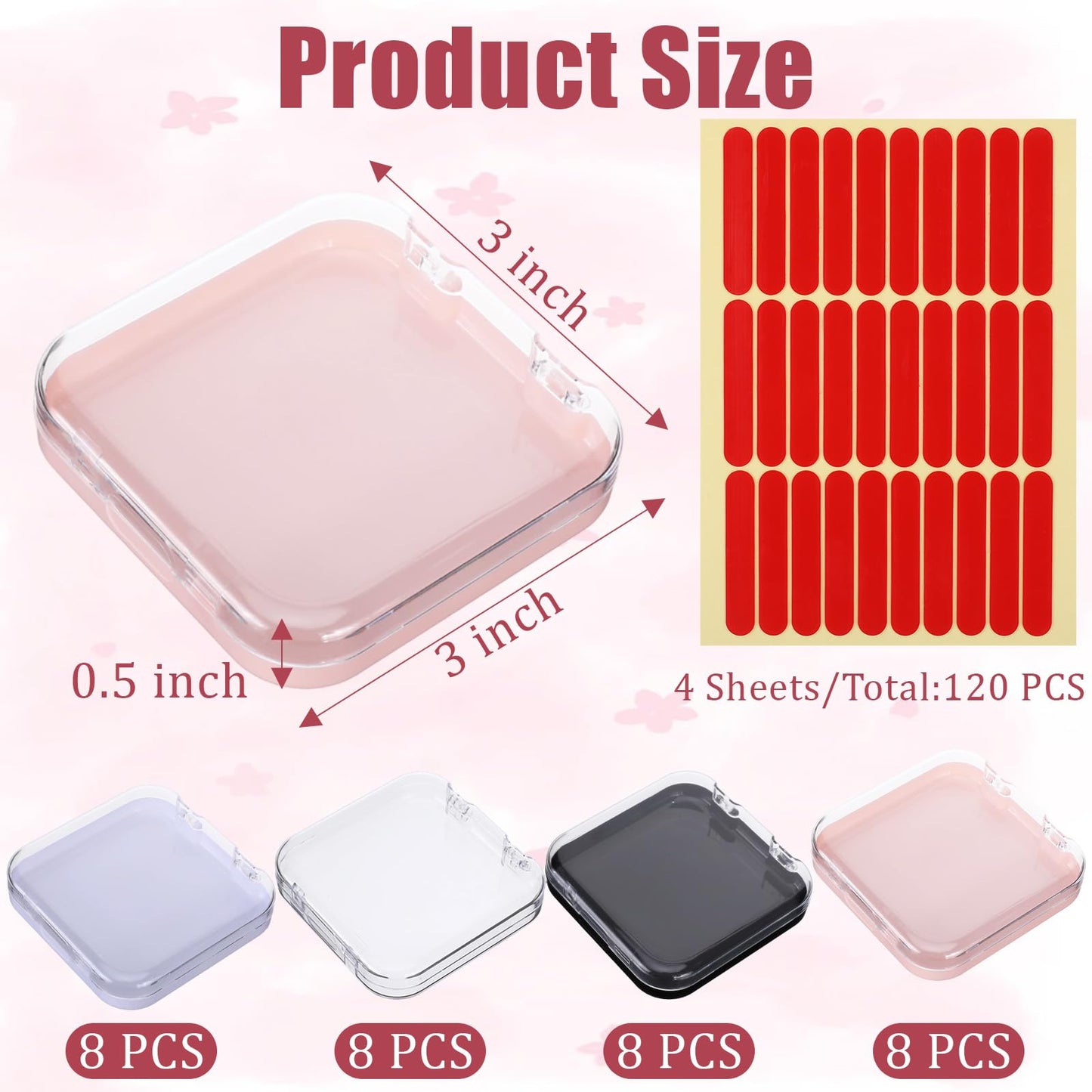 32 Pack Press on Nail Packaging Box with 120 Pcs Adhesive Double Sided Tape, Acrylic Nail Packaging for Press Ons Nails Organizers and Storage for Fake Nails Storage Display Art Business Salon