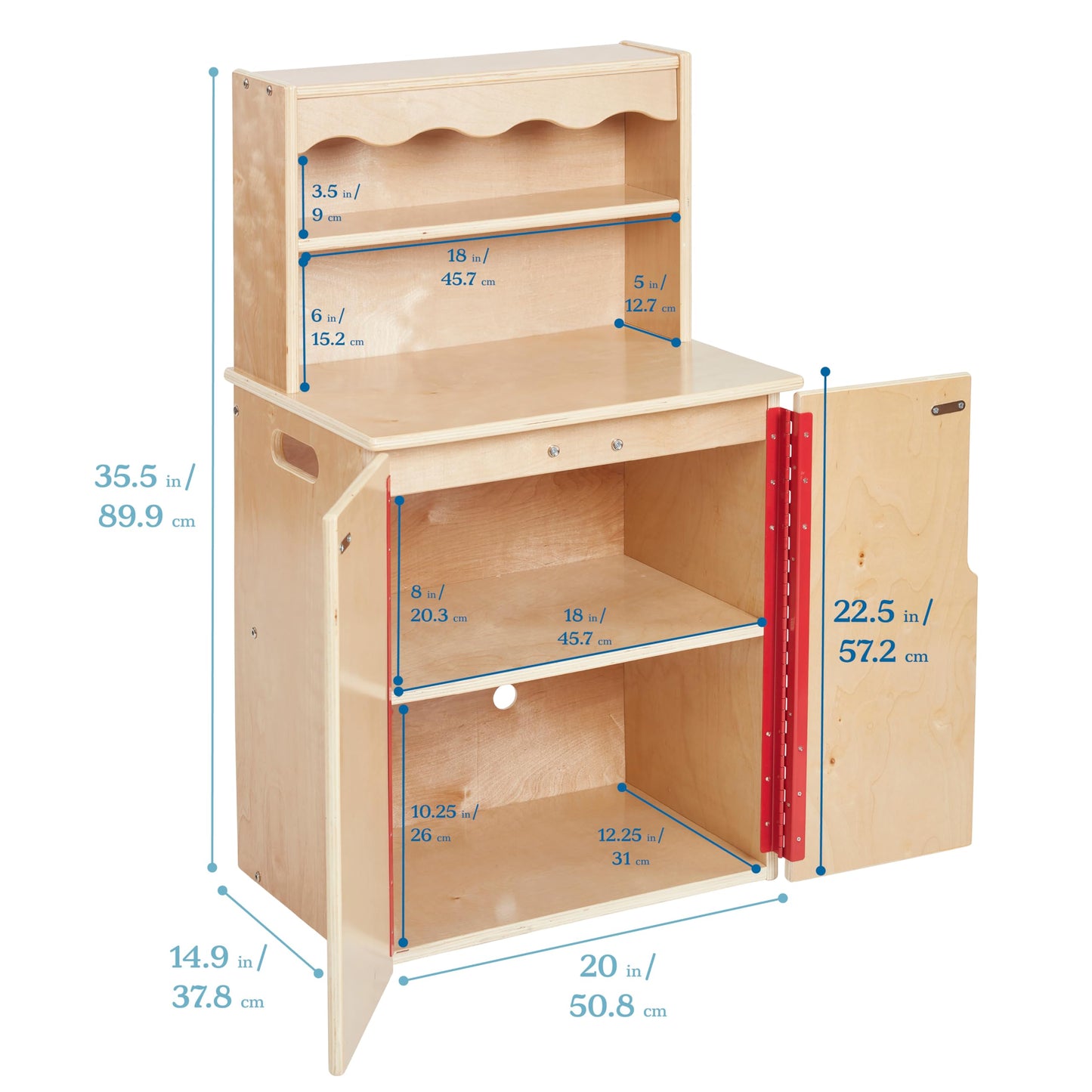 ECR4Kids Wooden Pretend Play Kitchen Storage Cupboard for Kids, Montessori Furniture, Natural