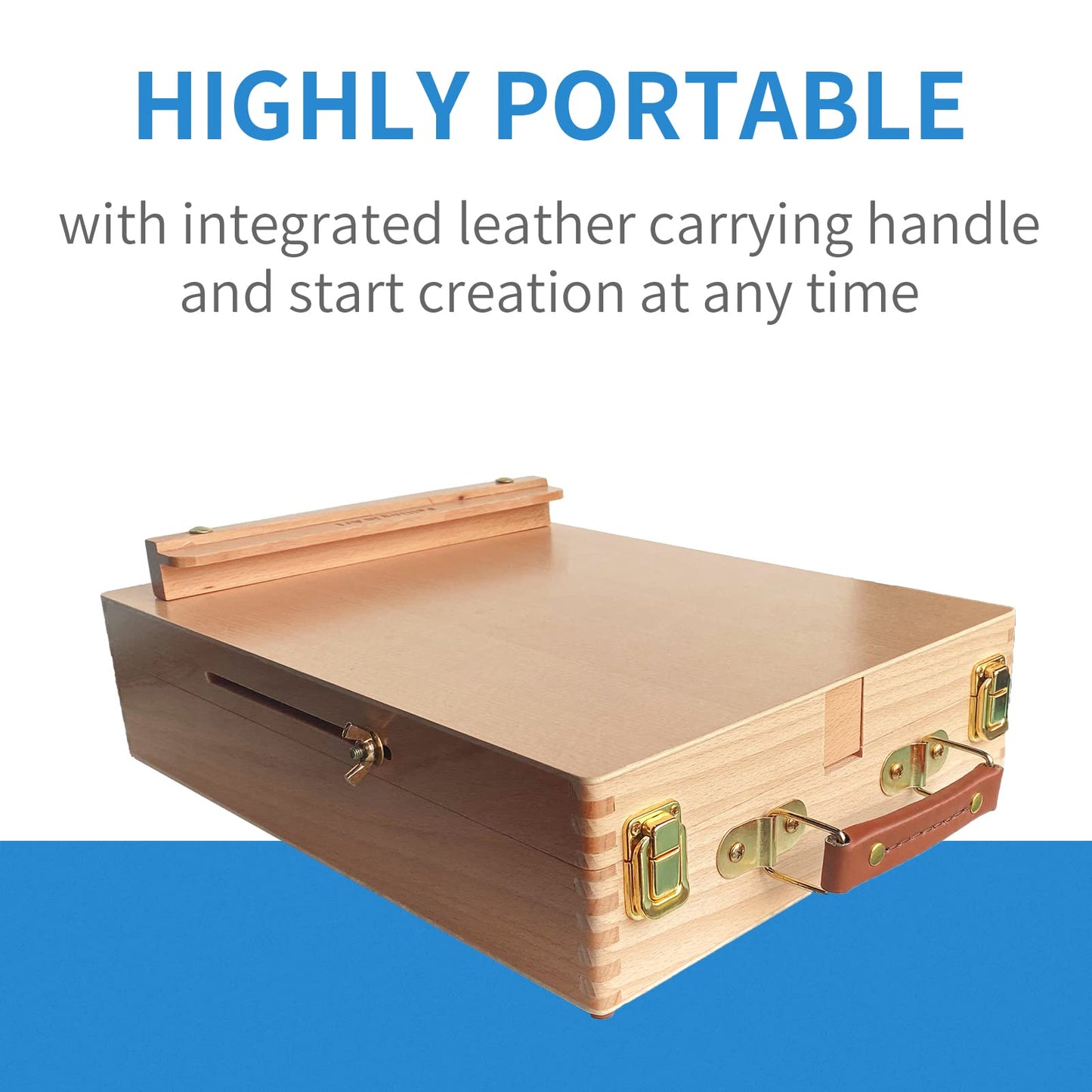 Falling in Art Wooden Tabletop Easel, Beech Wood Sketchbox Desktop Easel for Painting, Portable Art Drawing Easel for Beginners and Professionals
