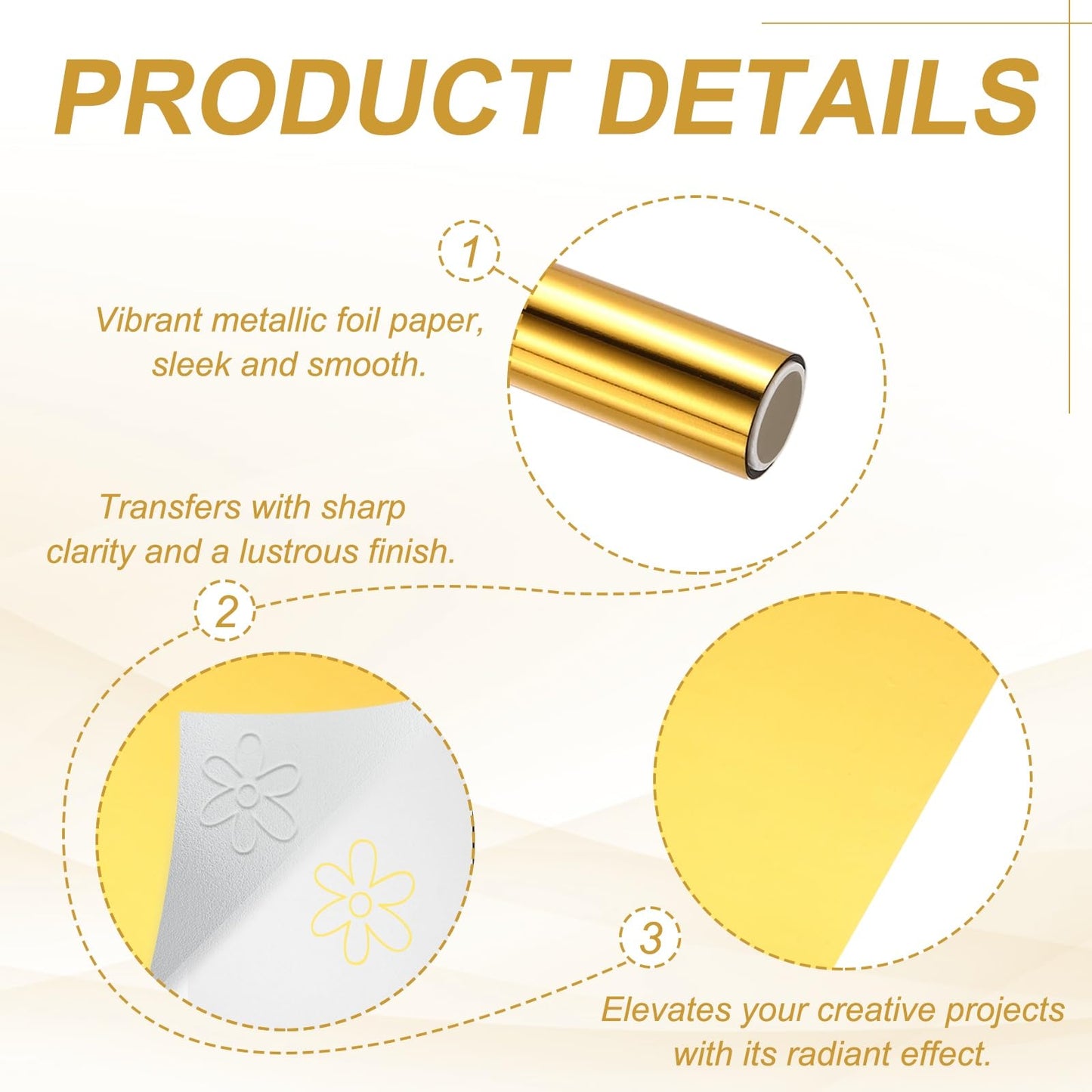 MECCANIXITY 5PCS Heat Activated Foil Hot Stamping Foil Laser Toner Transfer Sheets for DIY Card Scrapbooking Making, 6" W x 10ft L, Gold
