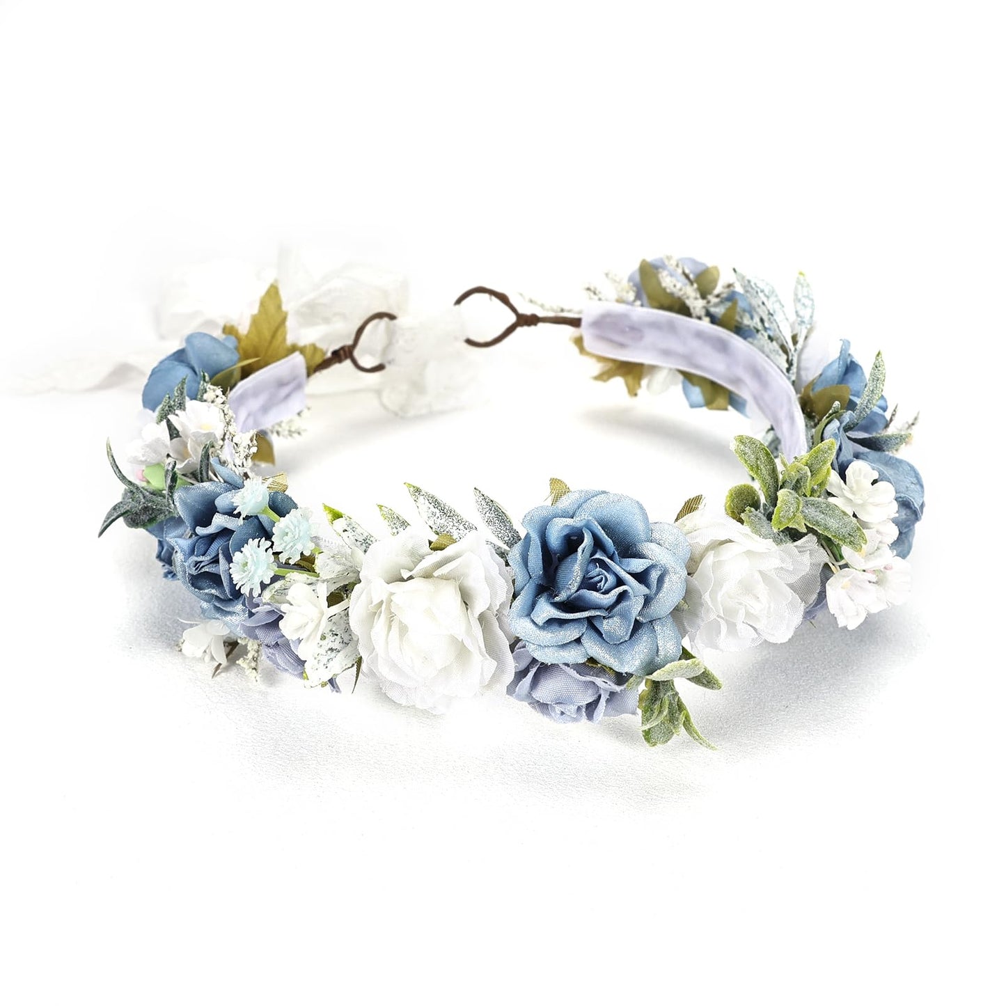PoshMyra Dusty Blue Flower Crown for Girls Birthday Party Floral Headband Photo Prop