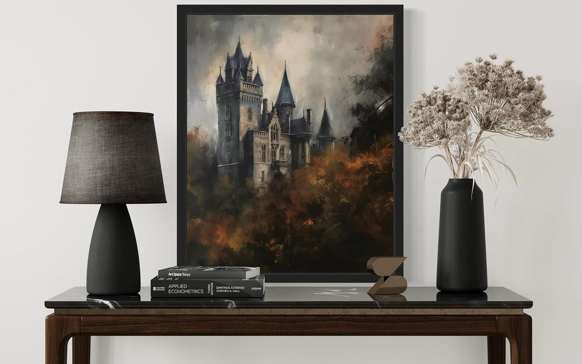 Old Castle Poster Art Print, Halloween Scary Vintage Wall Art Academia Spooky Painting Decoration for Horror Prints, Gothic Posters Bedroom Decor 89 (Old Castle, 8 x 10 inches, Unframed)