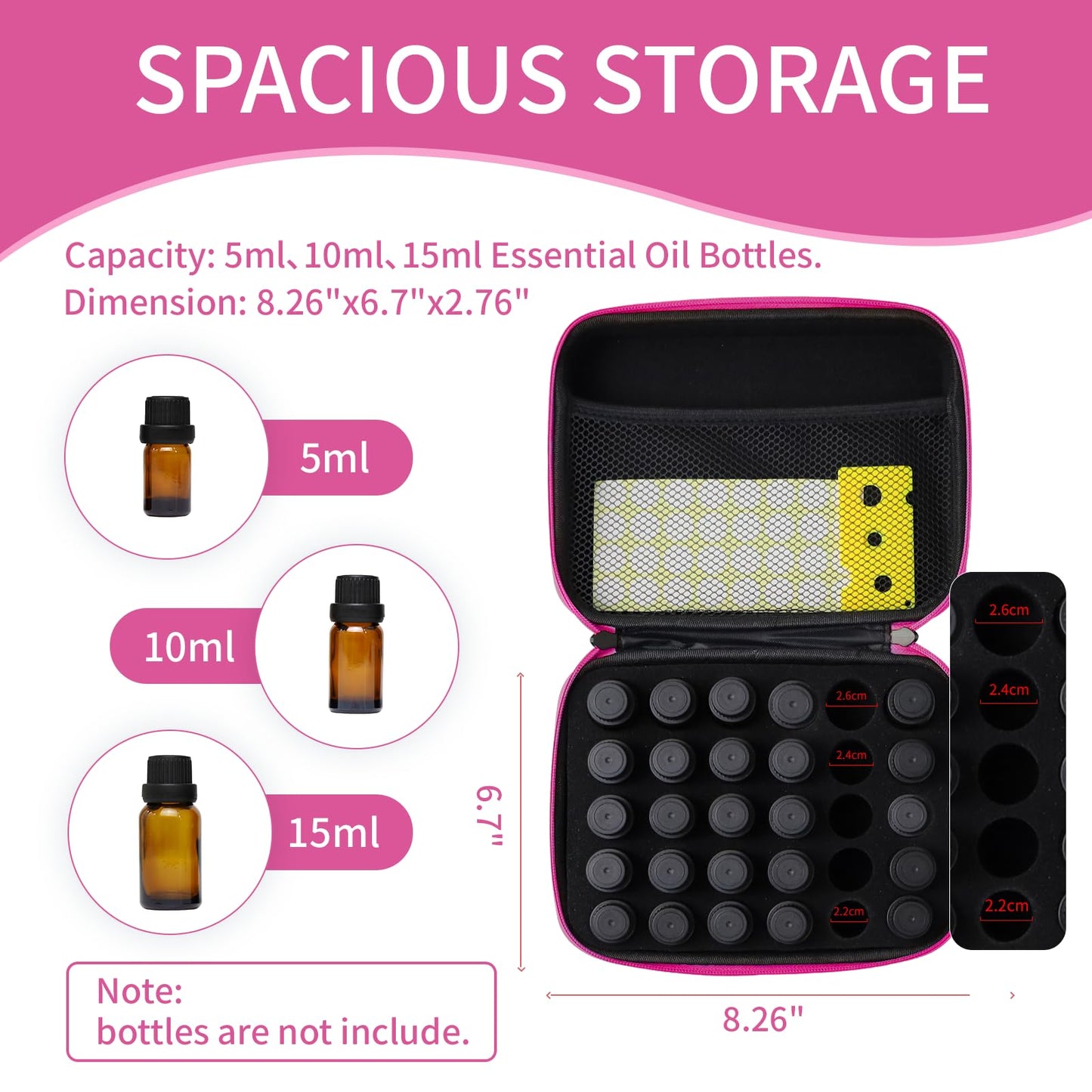 ZORETCO Essential Oil Storage Holder Organizer Carrying Case, 30 Bottles, Essential Oils Box for 5ml- 15ml Bottle Travel Storage Organizer Bag with Labels & Bottle Opener for doTERRA & Young Living