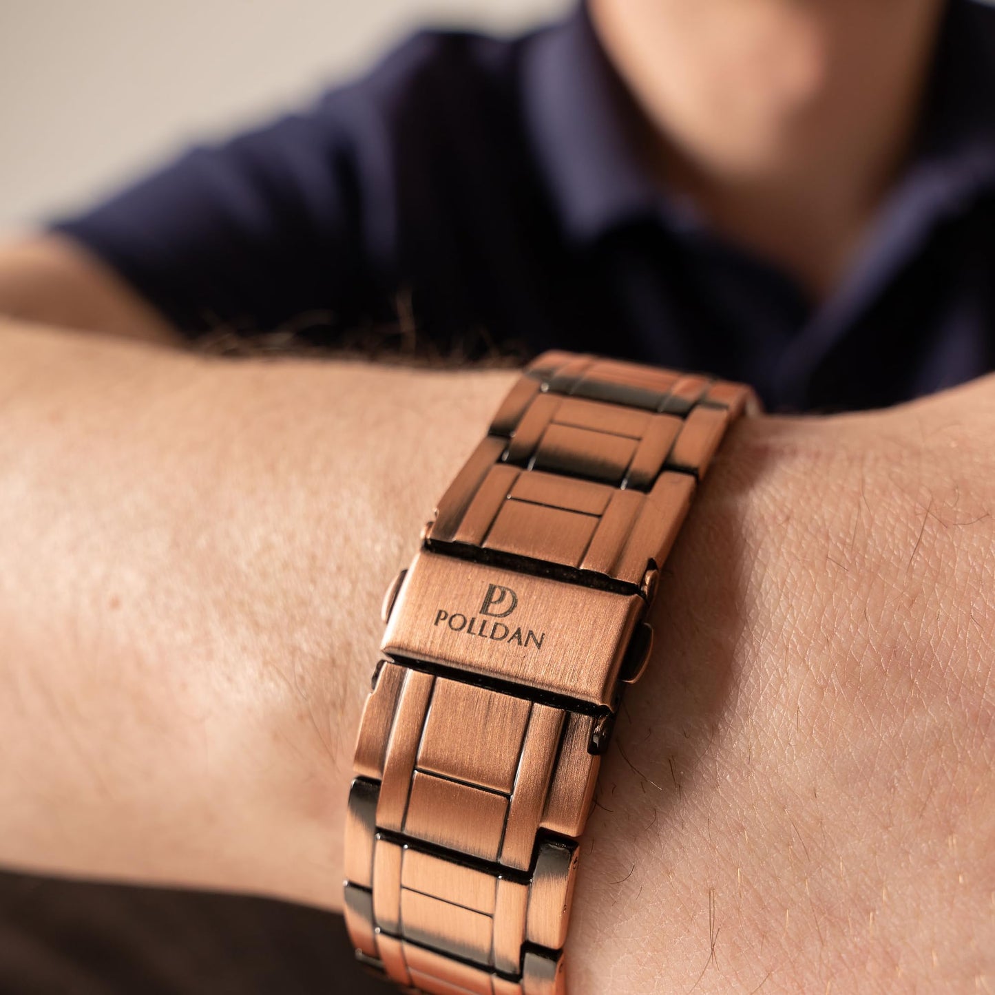 POLLDAN Copper Bracelet For Men | 6200 Gauss Power | Adjustable Magnetic Bracelet | Gift Box and Sizing Tool (3X Power)