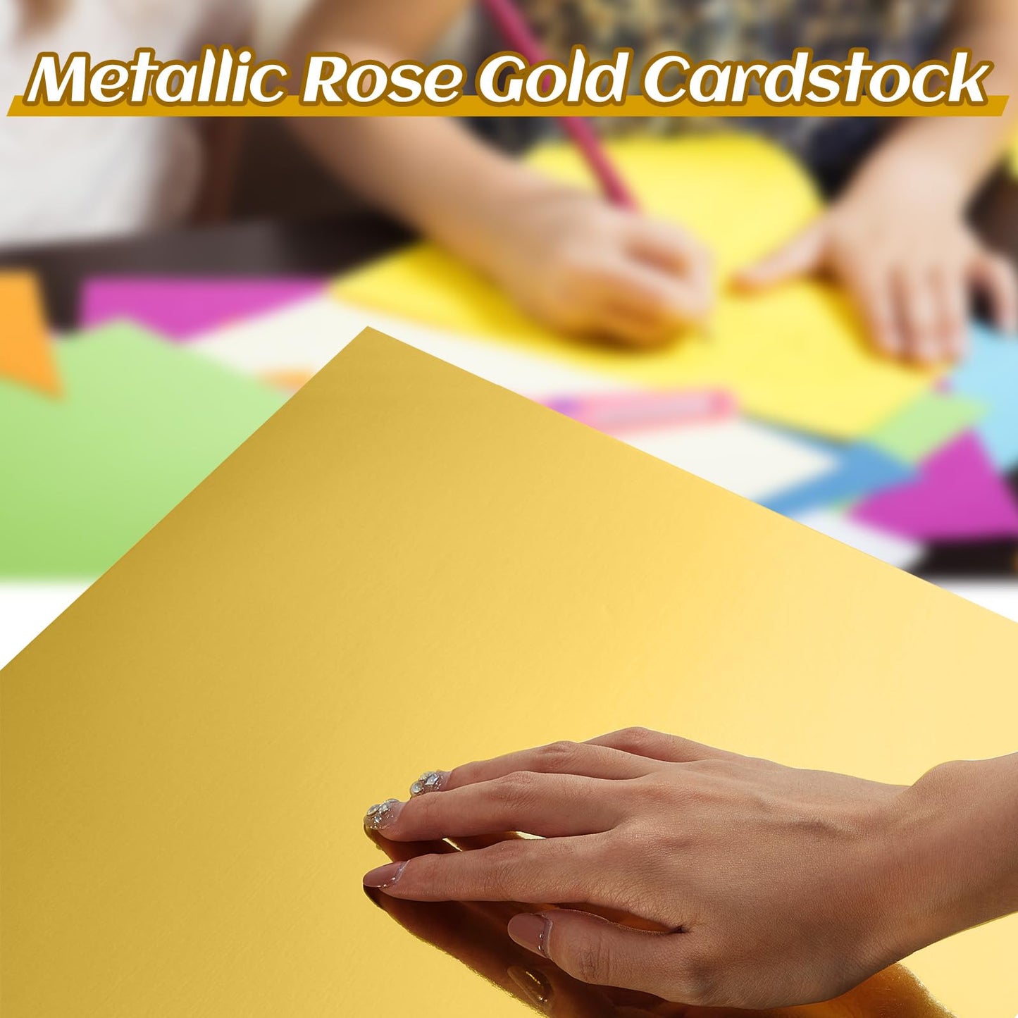 Tenceur 50 Sheets Gold Glitter Cardstock 12 x 12 Shimmer Metallic Paper Foil Sheets Square Printer Paper 250gsm Cardstock for Birthday Card Making DIY Projects Crafting Party Decorations