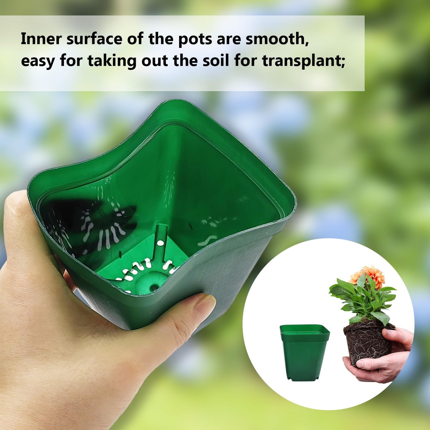 RooTrimmer Square Nursery Seedling Pot 3.5 Inches 90 Pcs, Small Nursery Pot Plastic Thick and Sturdy Seed Start Germination Pot for Plant Propagation and Seeding(Green,3.54 Inches, 90Pcs)
