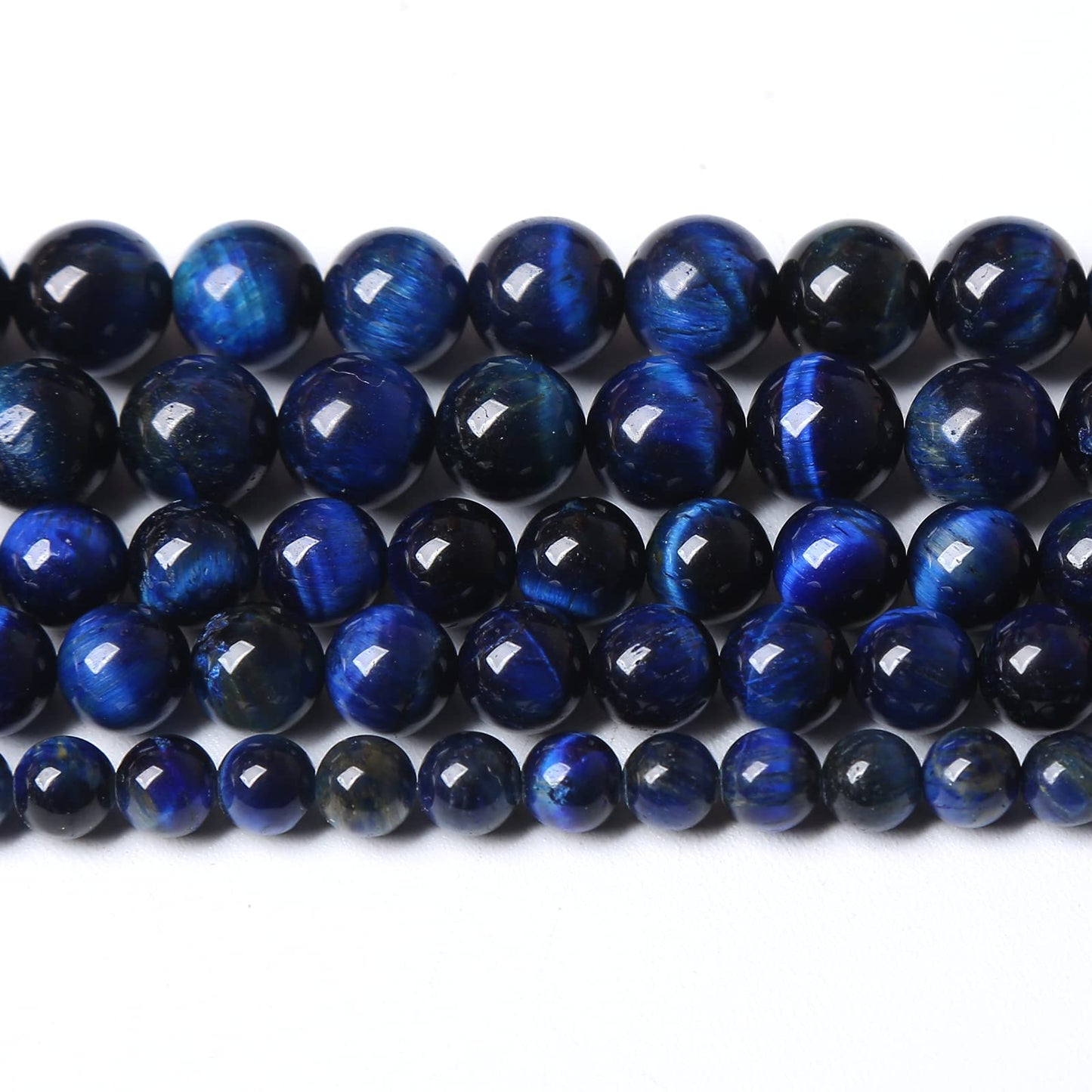 90PCS 8mm Lapis Lazuli Blue Tiger Eye Beads Natural Stone Round Loose Beads Energy Gemstone Healing Power for Jewelry Making 2 Strand 32"