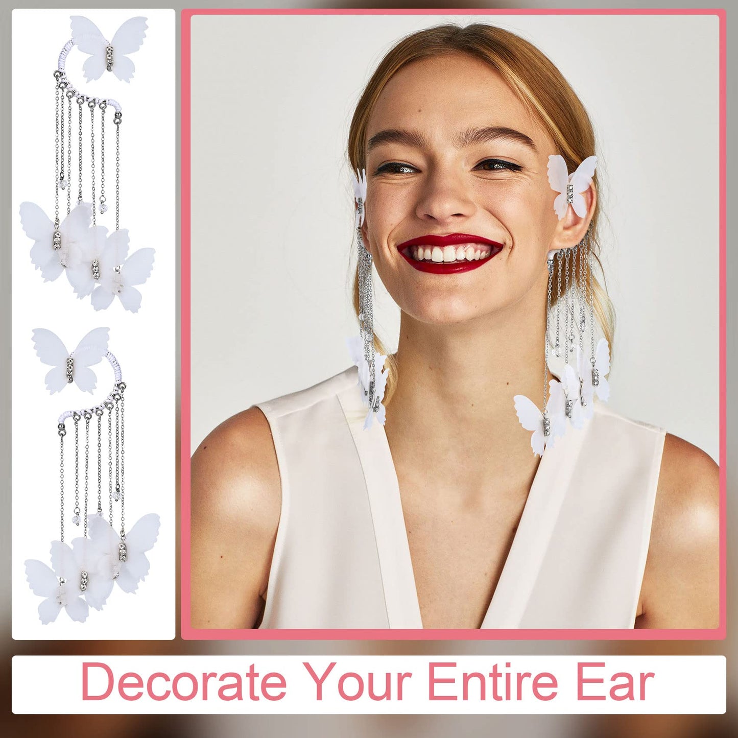 OIIKI 30PCS DIY Ear Cuffs, Non Piercing Wraps, Clip on Cuff, 7 Holes for Jewelry Making Decorative Accessories for Women - Silver