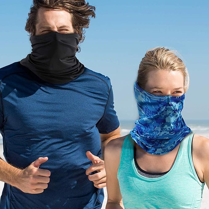 Geyoga 6 Pieces Winter Face Mask for Men UV Protection Mask Sunscreen Breathable Windproof Neck Gaiters Scarf Fishing Cycling Running (Simple Colors)