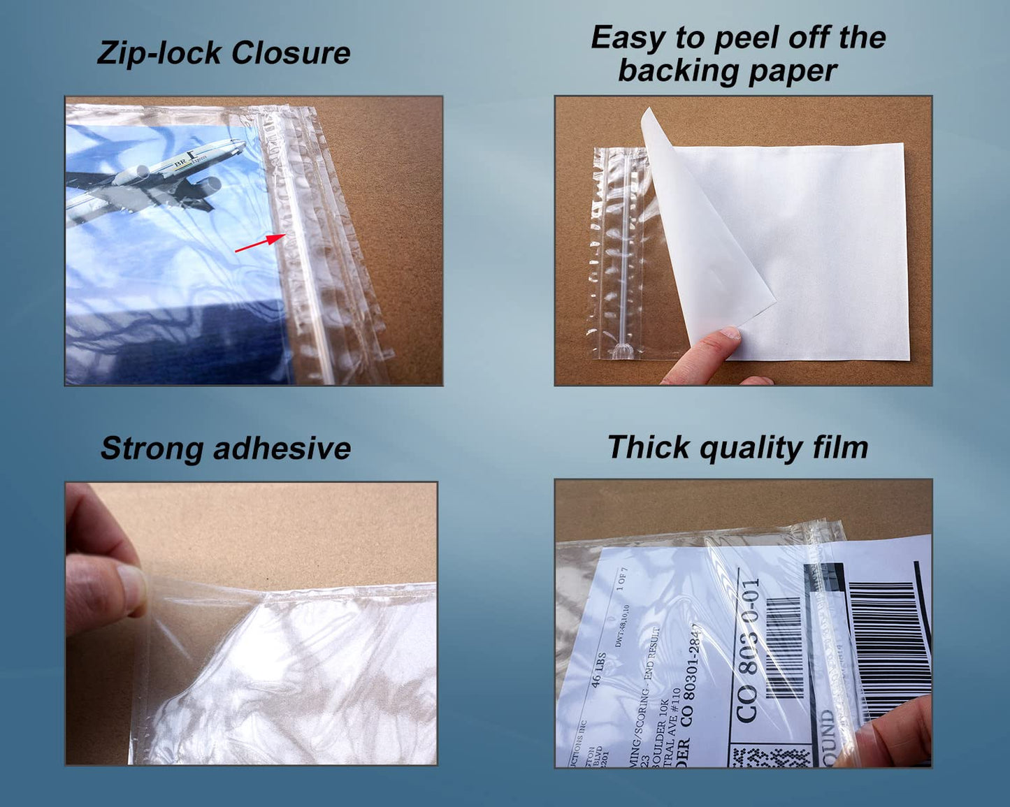Premium 6.7'' x 10'' Resealable Adhesive Shipping Label/documents Pouches (50 Pack)