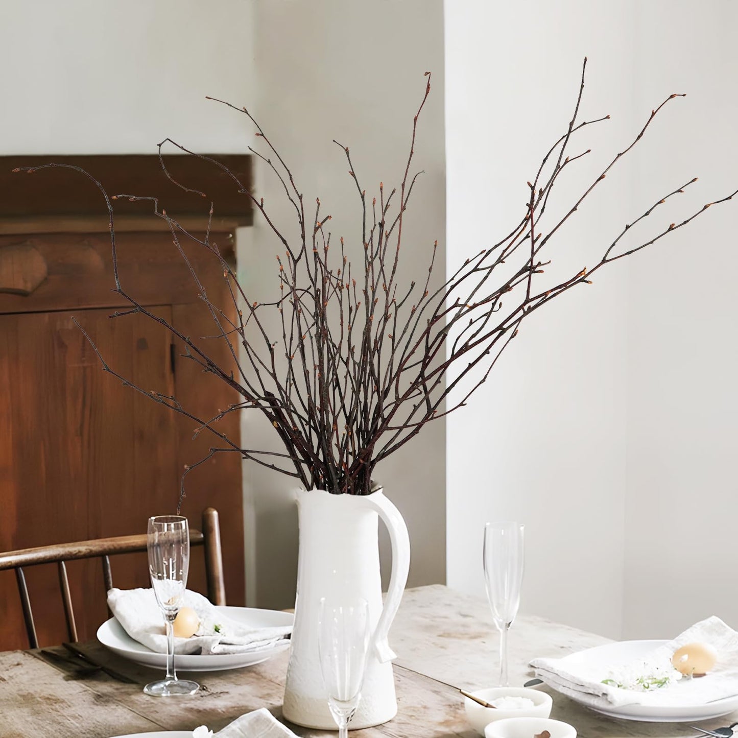 Ruidazon 200 Pcs Real Dried Birch Branches, 17 Inch Natural Birch Twigs Tall Birch Tree Sticks for Decorative Vases, Crafts, DIY Floral Arrangements Wreath Wedding Centerpiece Home Decor