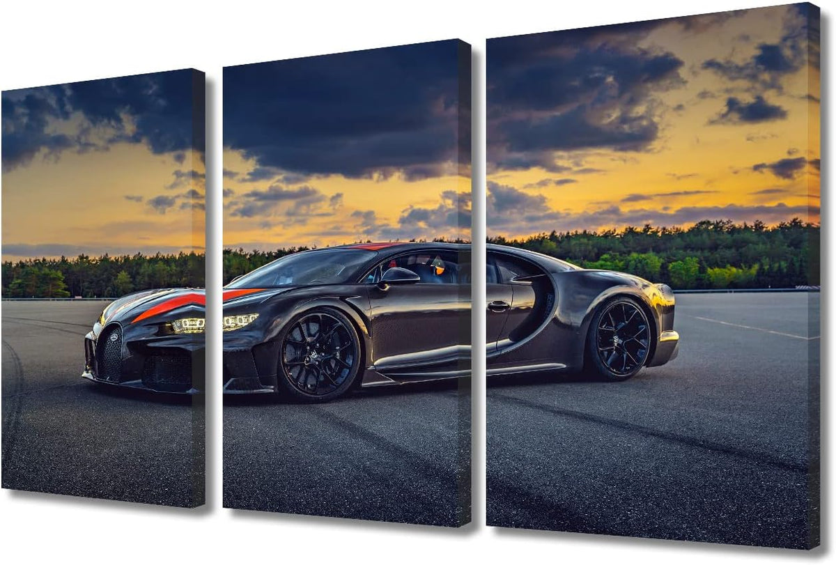 TUMOVO Supercar Poster Decor Canvas Wall Art Painting Sports Car Under Dark Clouds Wall Decor for Living Room Pictures Print on Canvas Framed Modern Artwork for Home Bedroom Decorations, 36" Wx24 H
