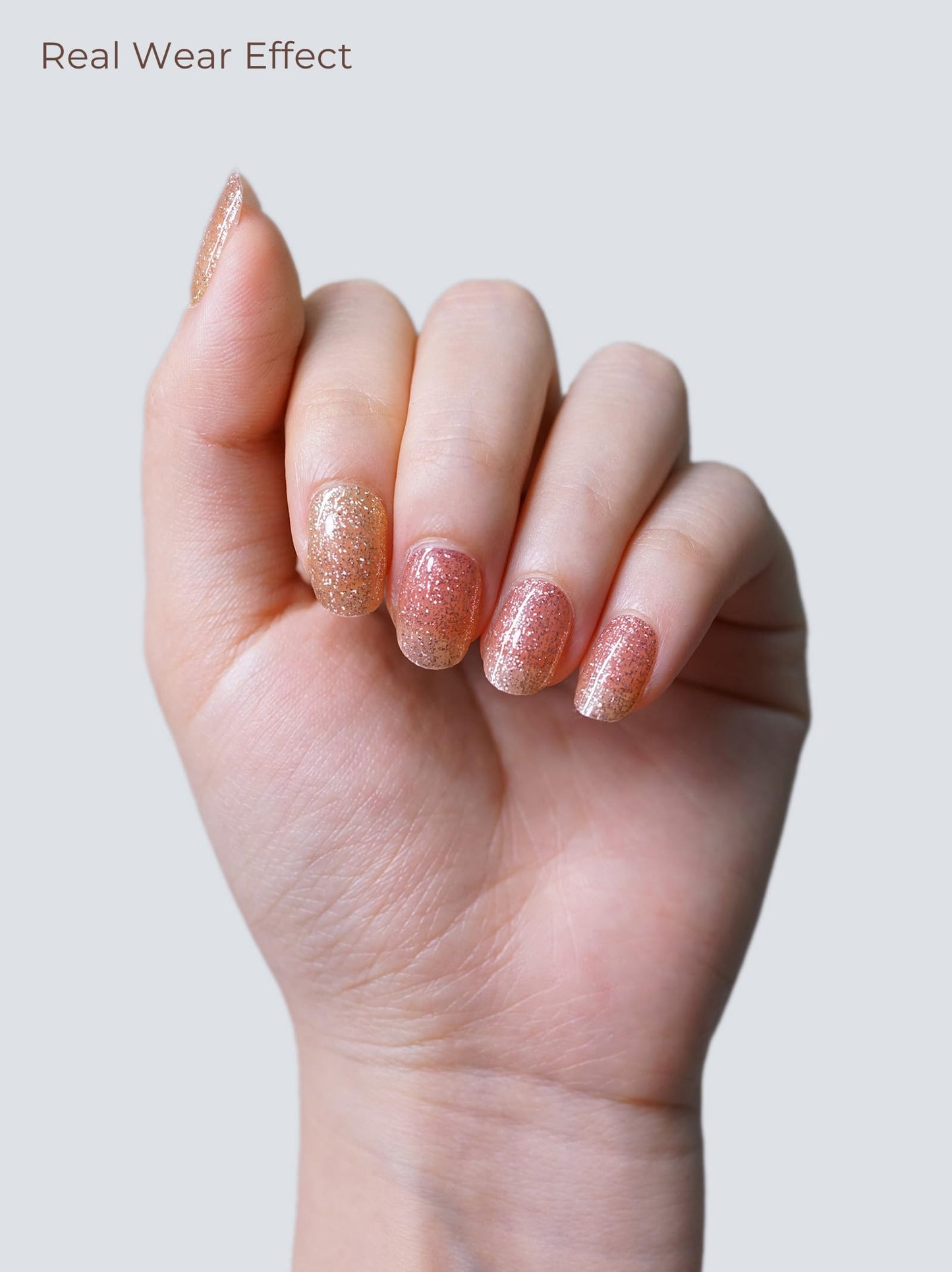 Beaolata Real Gel Nail Strips (No UV Light Needed) - 44Pcs Salon Quality Nail Stickers - Long Lasting Polish Wraps for Women, Easy Apply & Remove (Pink Haze)