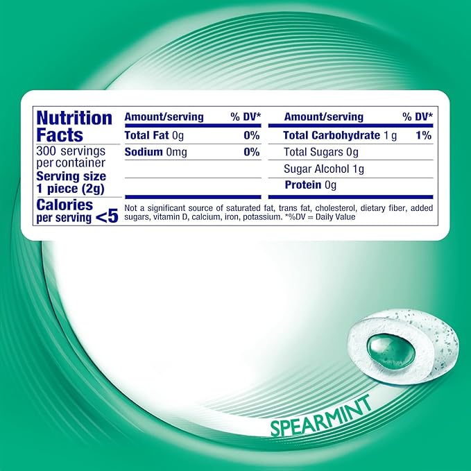 Mentos Pure Fresh Sugar-Free Chewing Gum with Xylitol, Spearmint, 50 Piece Bottle (Bulk Pack of 6)