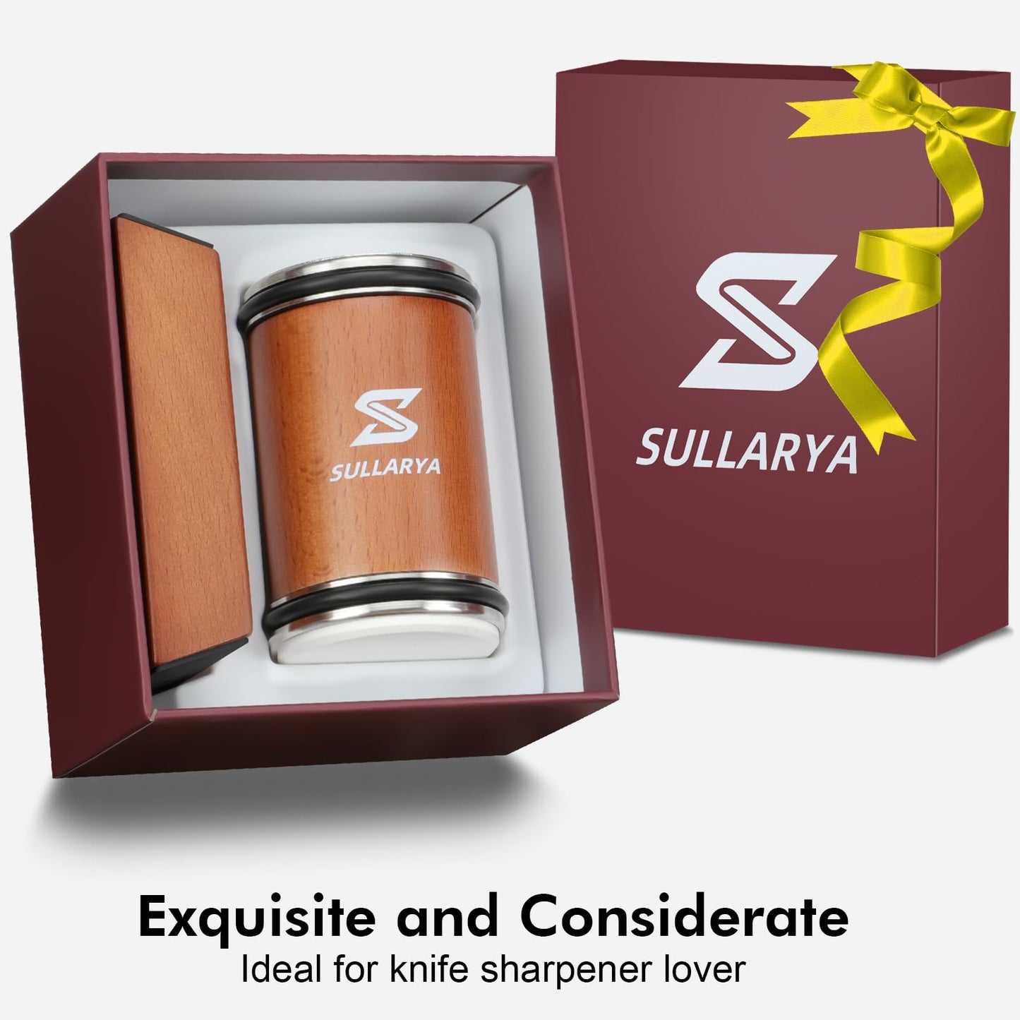 SULLARYA Knife Sharpener, Rolling Knife Sharpener, Knife Sharpening kit with Diamonds and Ceramic for Steel of Any Hardness, Kitchen Knife Sharpener with 15 & 20 Degree Magnetic Angle