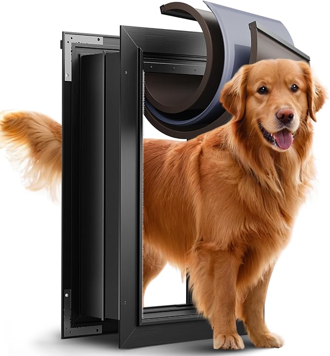 VOSOIR 3-Flap Insulated Aluminum Extra Large Dog Door for Wall