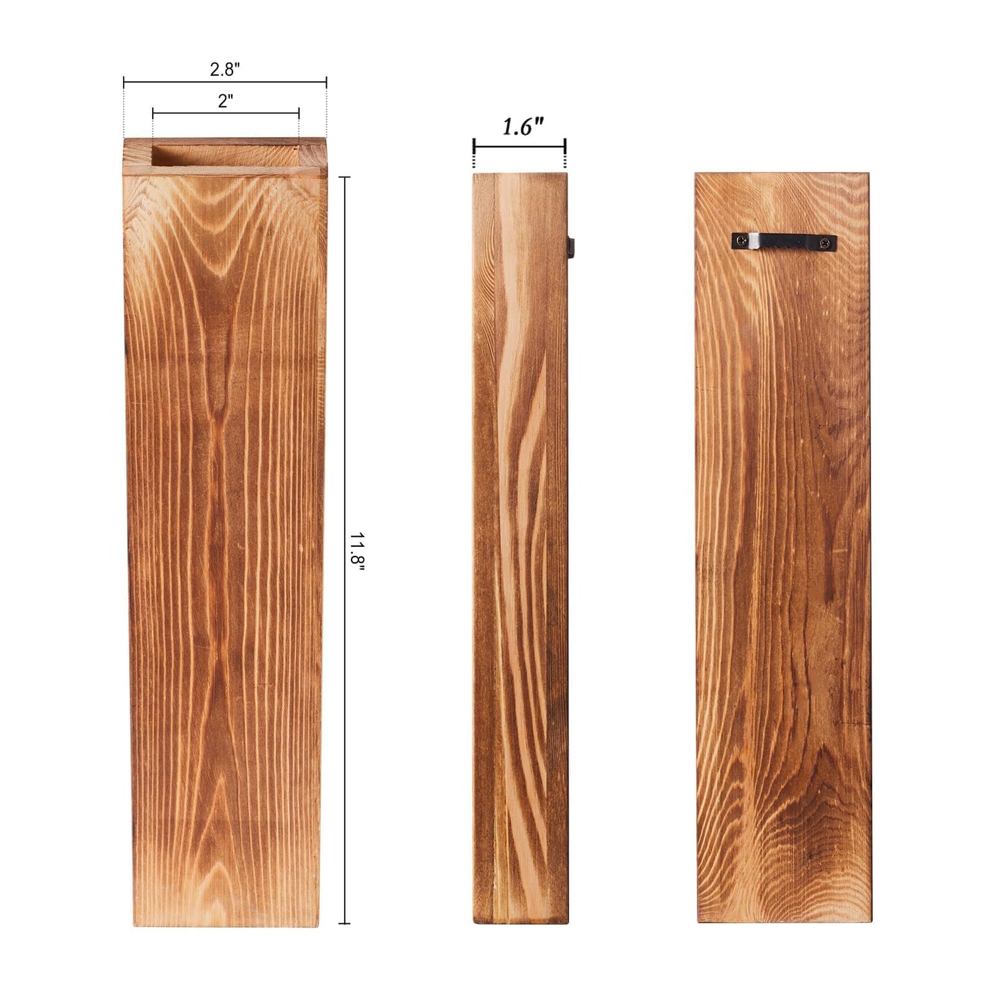 Yumetonia Wood Wall Vase Planters with Artificial Plants,Boho Wall Decor for Bathroom Living Room Bedroom Kitchen,Modern Farmhouse Art Decor Hanging Planters for Dried Flowers Home Office 3pcs Brown