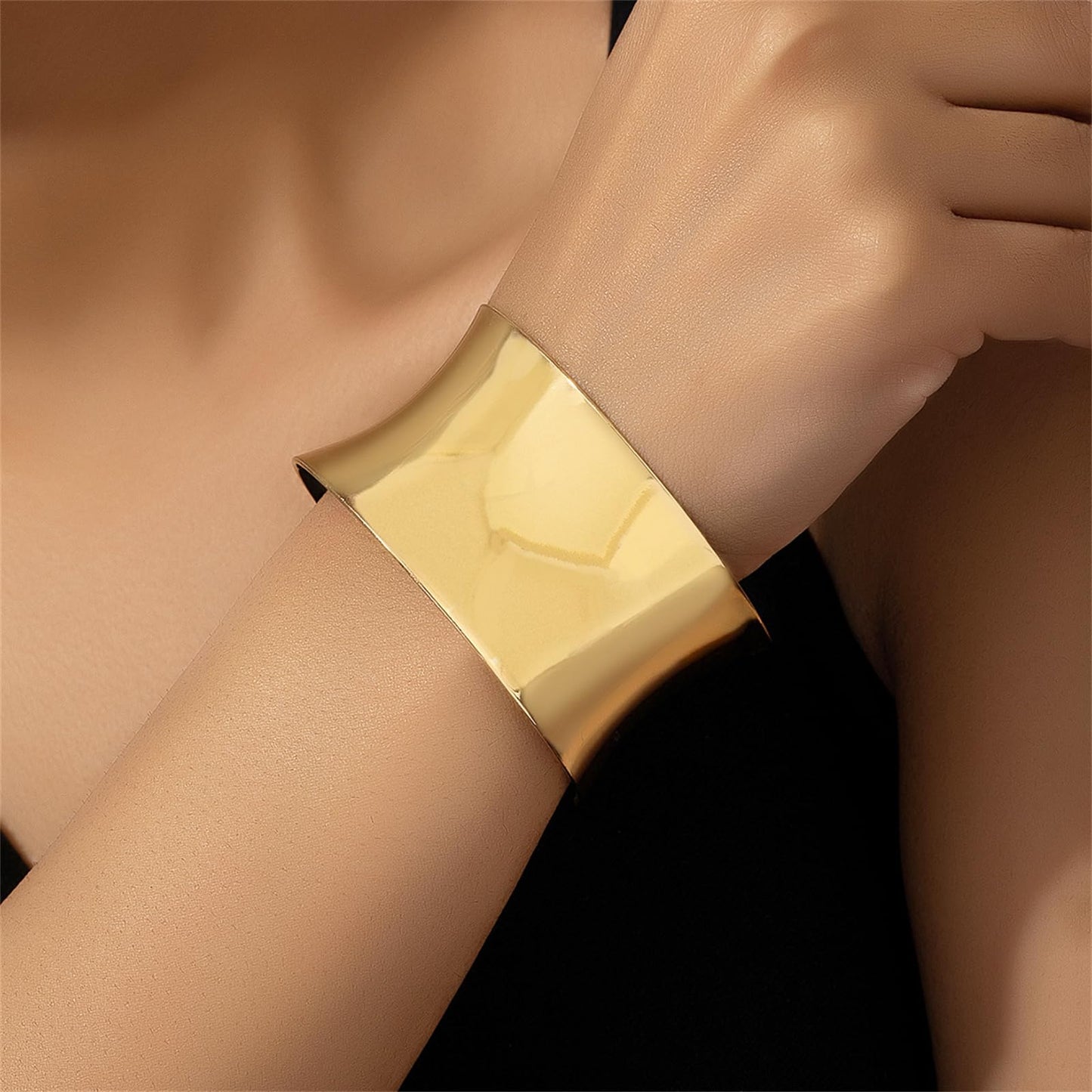 RINTOLER 2Pcs Gold Cuff Bangle Bracelets Set for Women - Multi Layer Stackable Textured Bangles Boho Bracelets Jewelrys for Women. (Gold Cuff Bangle 2pc)