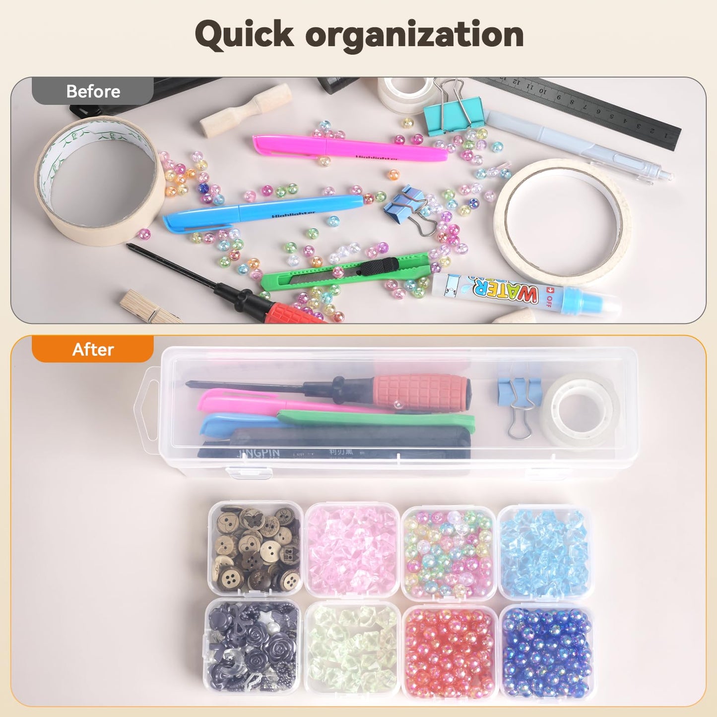 130 Pack Transparent Bead Organizers and Storage - Portable Bead Organizer, 10 Large Boxes and 120 Small Boxes for Bracelet Making DIY, Jewelry, Small Parts