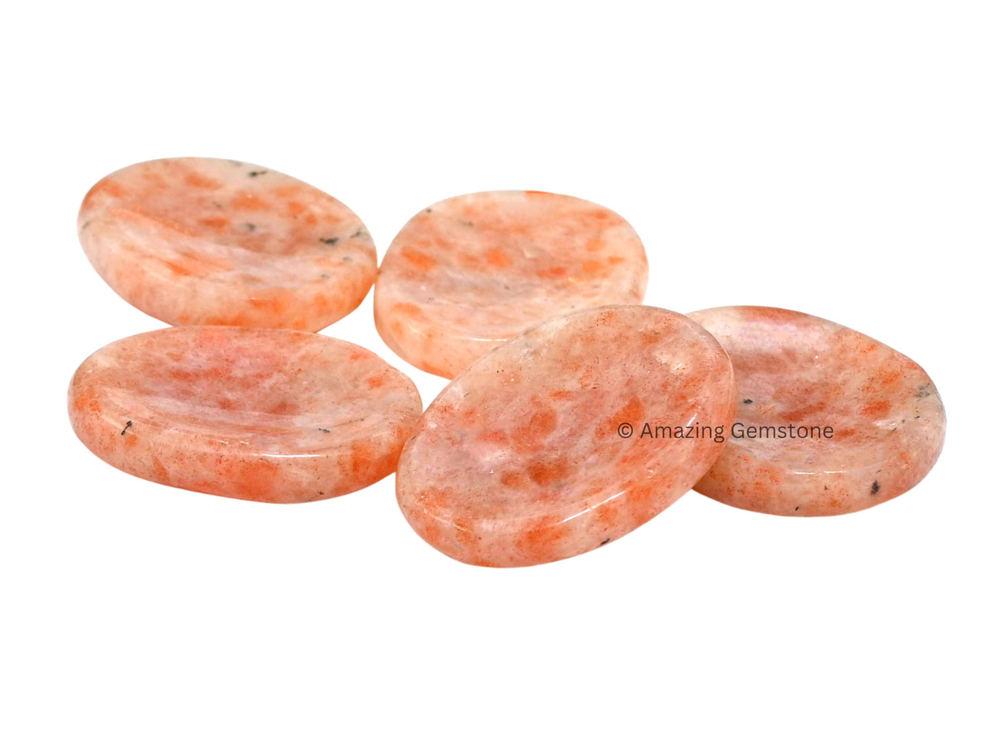 Amazing Gemstone Sunstone Worry Stone, Healing Crystals - Piedra Crystal Fidget for Gift, Meditation, Calming, Relaxation, Stress Relief