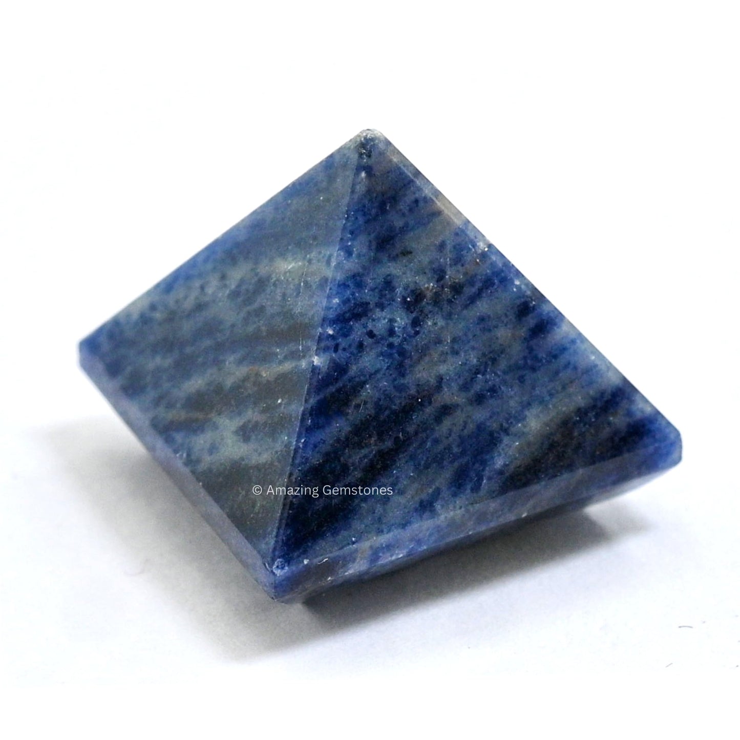 Amazing Gemstone Sodalite Crystal Pyramid with 9 Pyramid Plate Bottom - 1" Mini Pyramid Figurine of Natural Stone Pyramid for Meditation, Reiki, Chakra Balancing Vastu Pooja and Crystal Grids