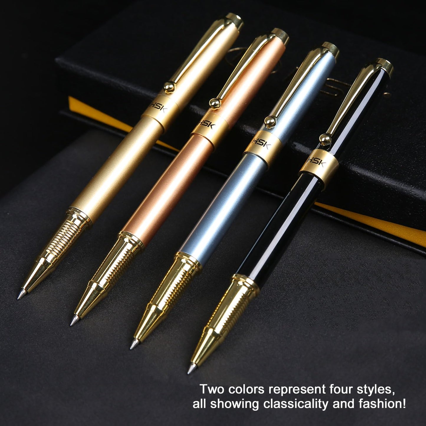 HSK Ballpoint Pens Luxury gift Pen Black Refill Line width 0.5mm,Best Ball Pen Gift Set for Men & Women Professional Executive,Office,Nice Pens Classy Gift Box (Black)