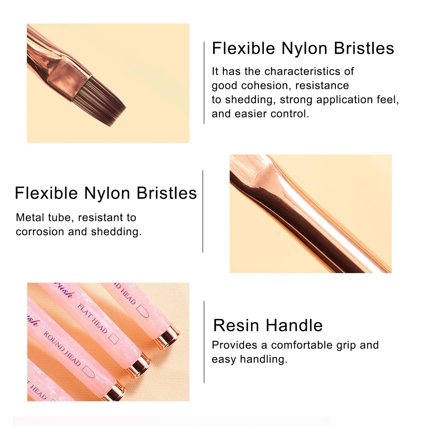 SILPECWEE Acrylic Nail Brush, Flat Nail Extension Brushes Builder Gel Nails Design Tools Pen Acrylic Powder Nail Art Brush Professional Manicure Pedicure