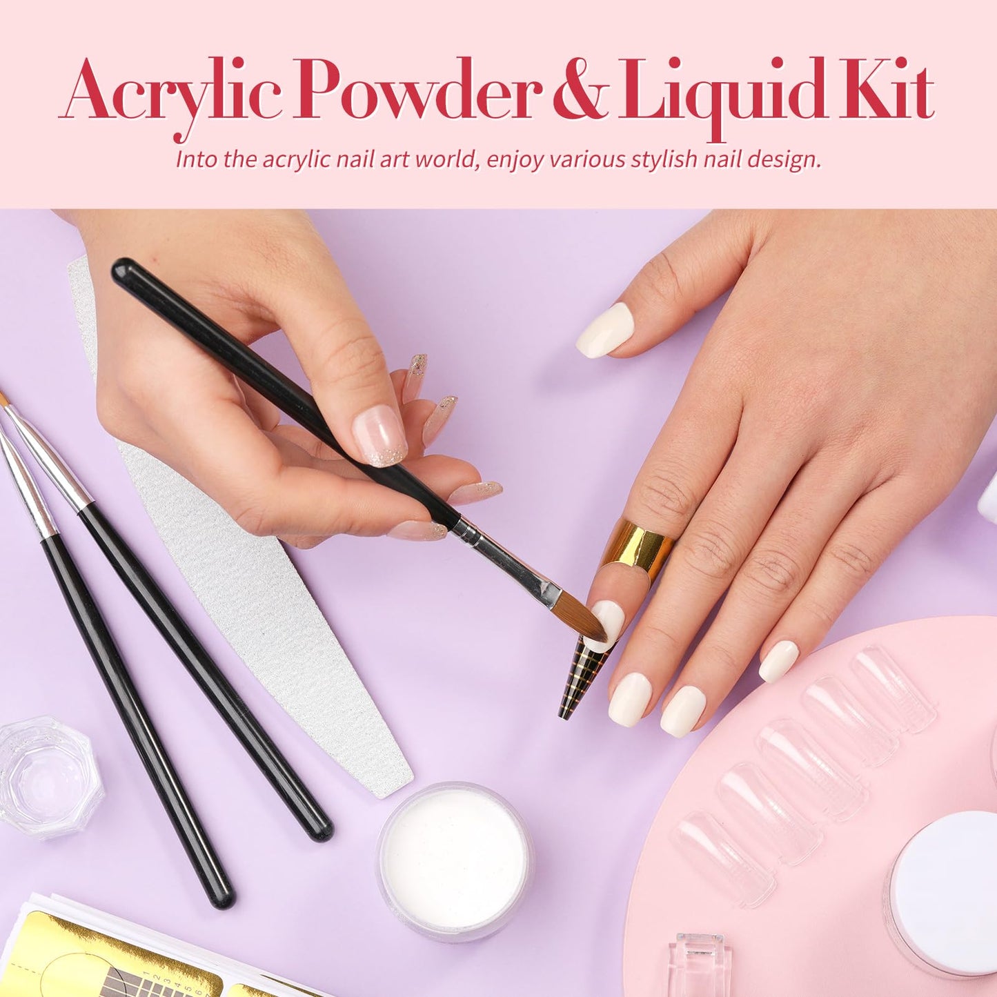 BORN PRETTY Acrylic Nail Kit with Drill - 92Pcs Acrylic Pwoder Set for Beginners With Everything Powder and Liquid Set for Nail Supplies Art Decoration Tools DIY Salon at Home