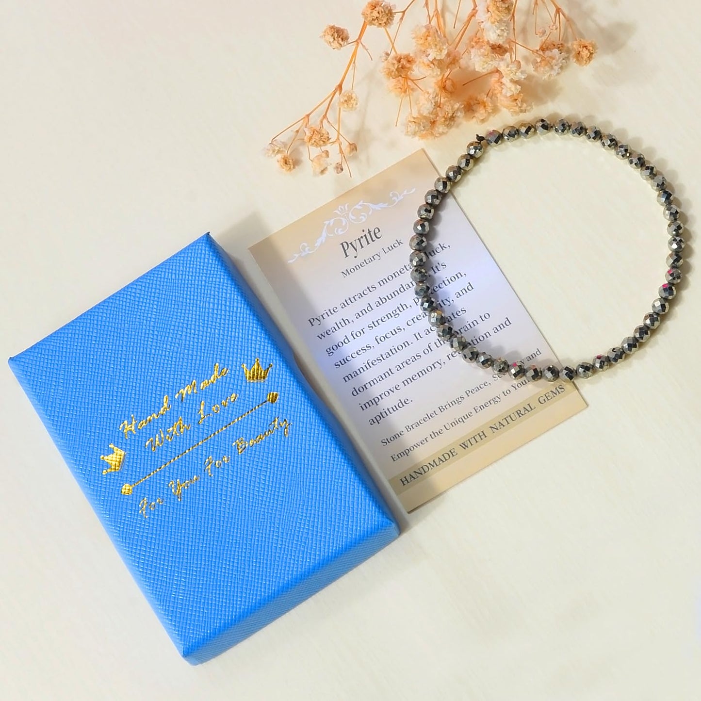 MASSIVE BEADS Natural Genuine Gemstone Beads Healing Crystal Chakra Reiki Jewelry Faceted Round Beads Bracelets (Pyrite, 3mm)