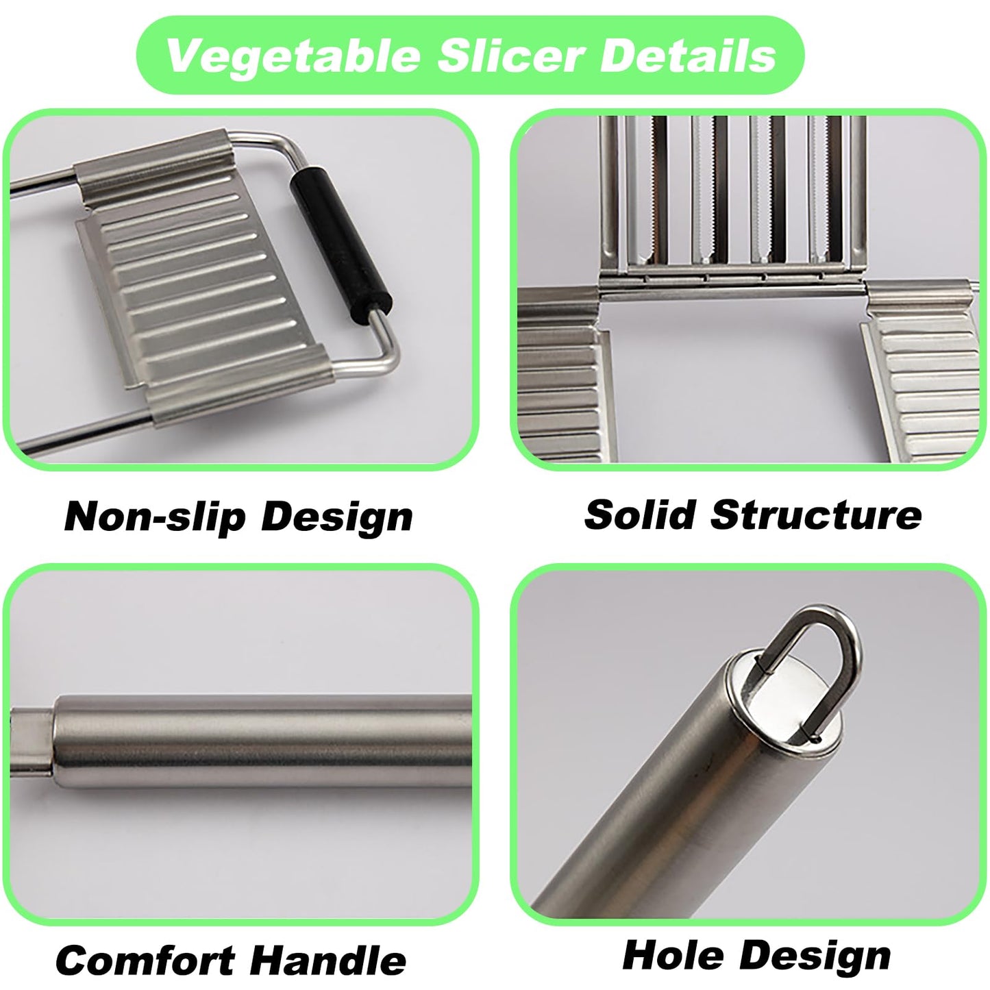Suuker 4 in 1 Vegetable Cutter with Cheese Grater, Carrot Grater, Cabbage Shredder, Stainless Steel Mandoline Slicer for Kitchen