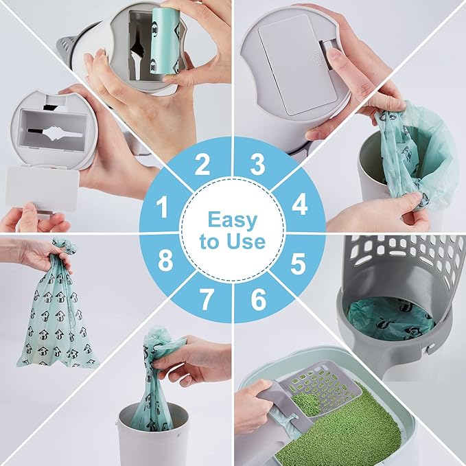Cat Litter Scooper with Holder, Cat Litter Shovel with Waste Can,Refill Bag