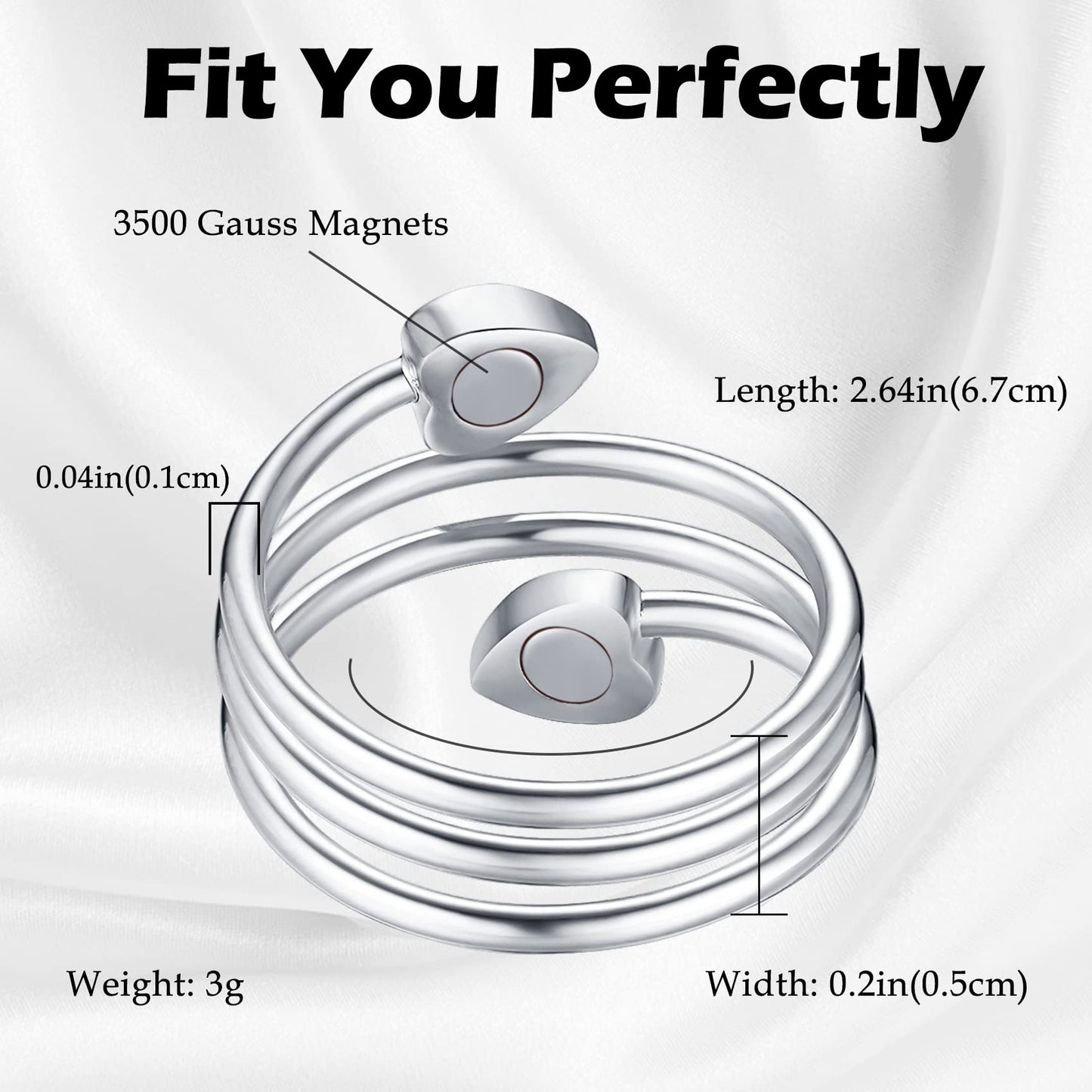 Feraco Magnetic Bracelet Ring for Women Titanium Steel Magnetic Bracelet with Magnets Sparkling Crystals