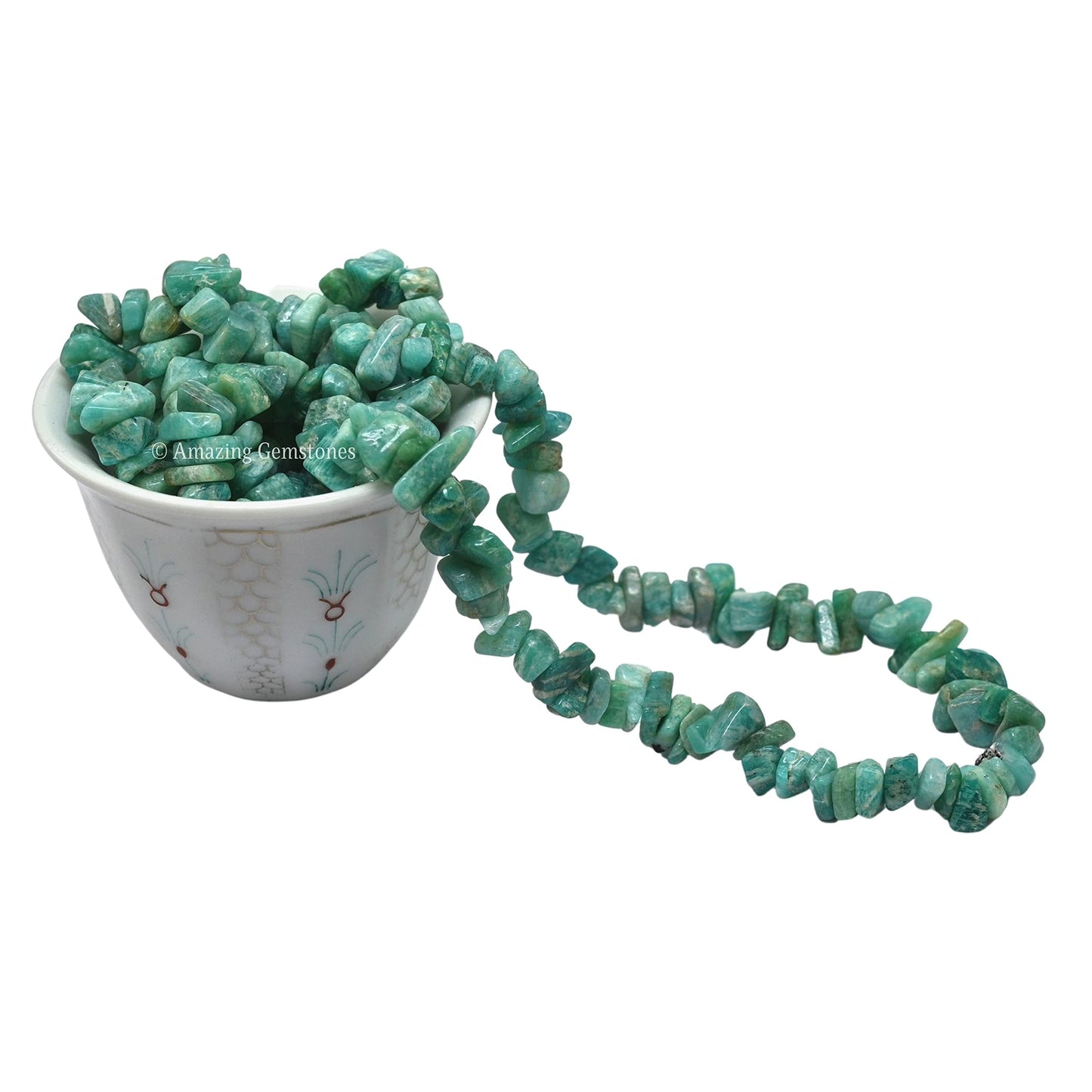 Amazonite Pre Drilled Natural Crystals Crushed Chips Beads for Jewelry Making, DIY Handmade Healing Crystals (25 Inch Strand)