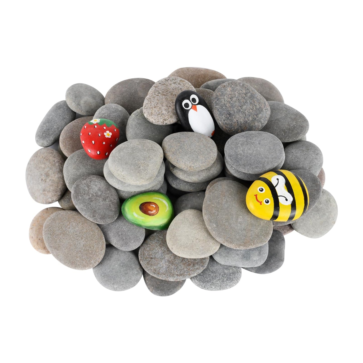 Simetufy 60 Pcs Painting Rocks Bulk, River Rocks to Paint for Arts, 2"-3" Large Flat & Smooth Stones for DIY Painting, Kindness Stones