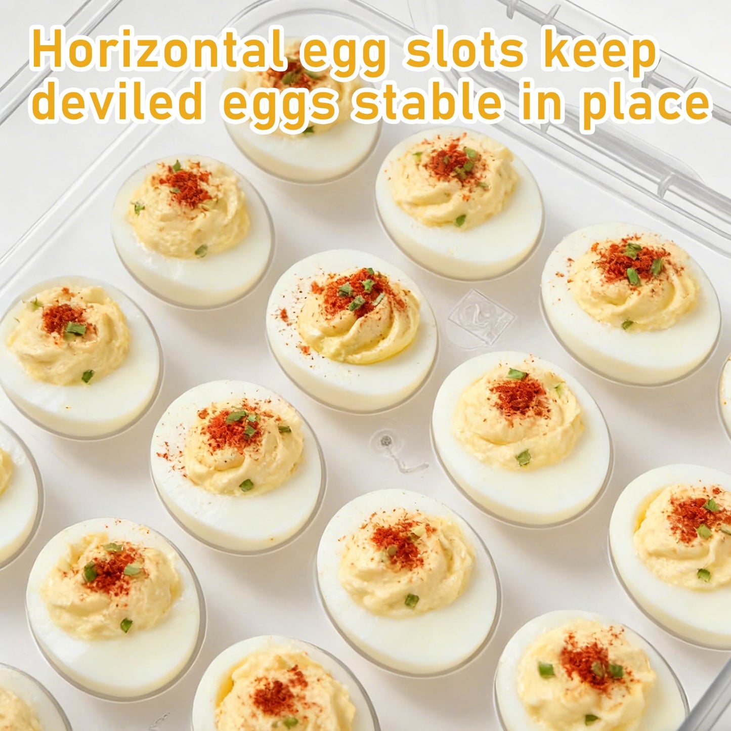 BOUTICOL 3-Layer Deviled Egg Container with Lid and Handle, Clear Plastic Deviled Egg Carrier Storage 72 Eggs, Portable Stackable Eggs Holder Platter for Easter, Thanksgiving Day, Party, Picnic