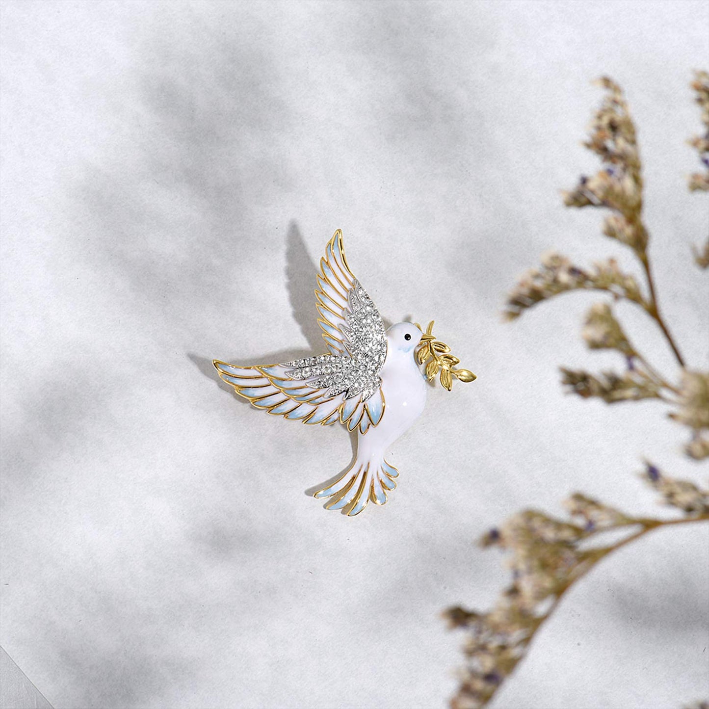 Santuzza Pigeon Brooch 925 Sterling Silver Enamel Bird White Cubic Zirconia Brooches Pin for Women