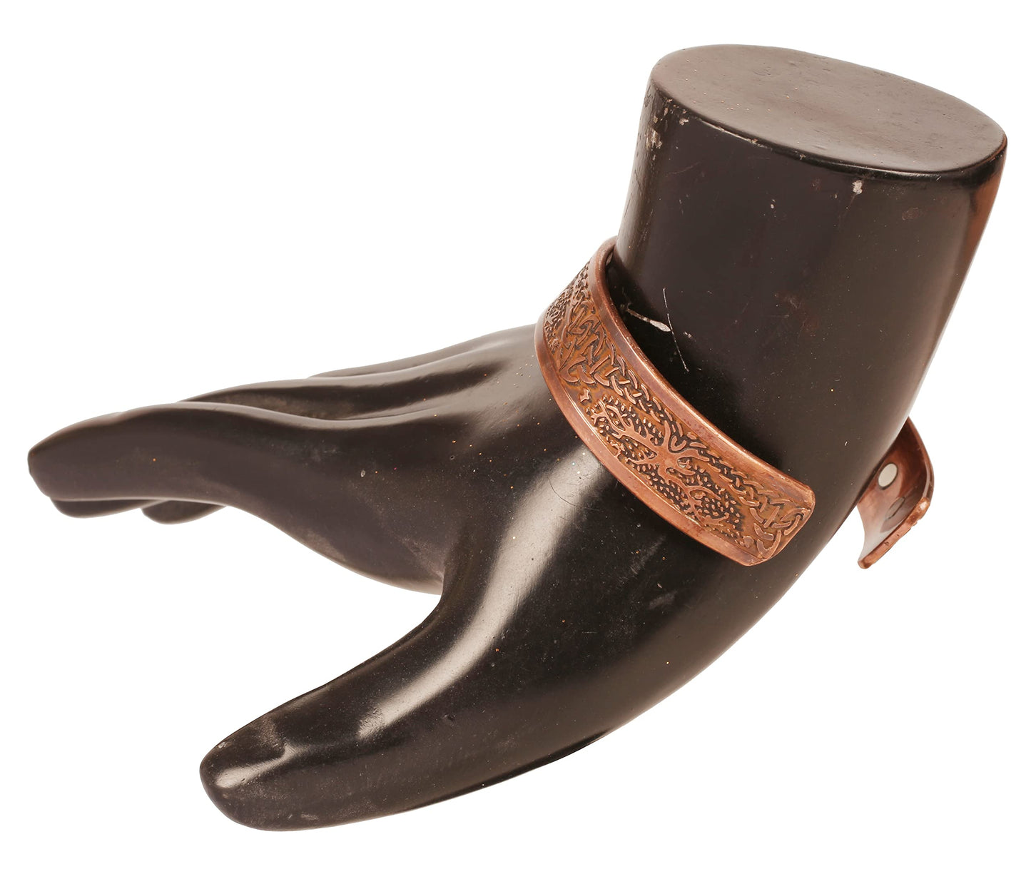 Touchstone handcrafted magnetic copper bracelet. Hand forged with solid and high gauge Tibetan style engraved cuff pure copper jewelry for women men. Awesome Celtic Design.