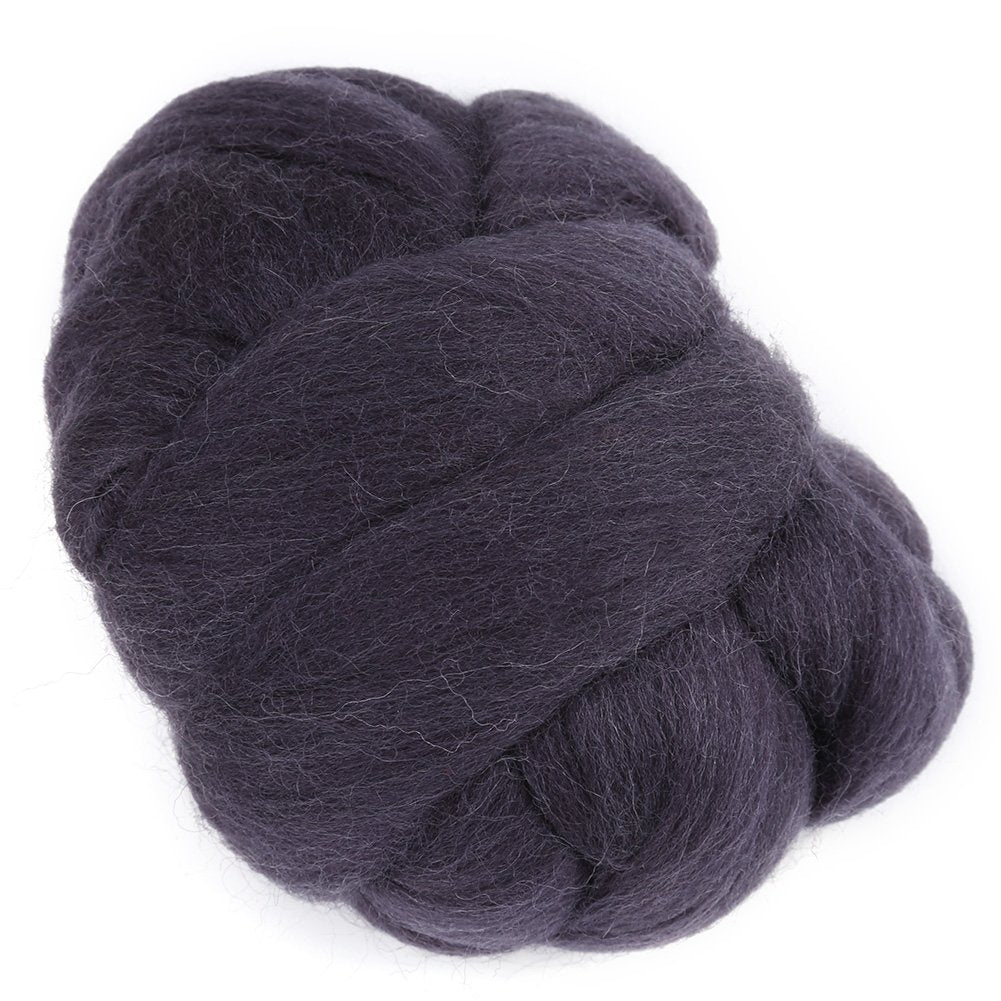 Hilitand 1 Roll Wool Roving, Colorful Needle Felting Hand Sewing Trimming Merino Wool Fibre Dark Gray (2oz)