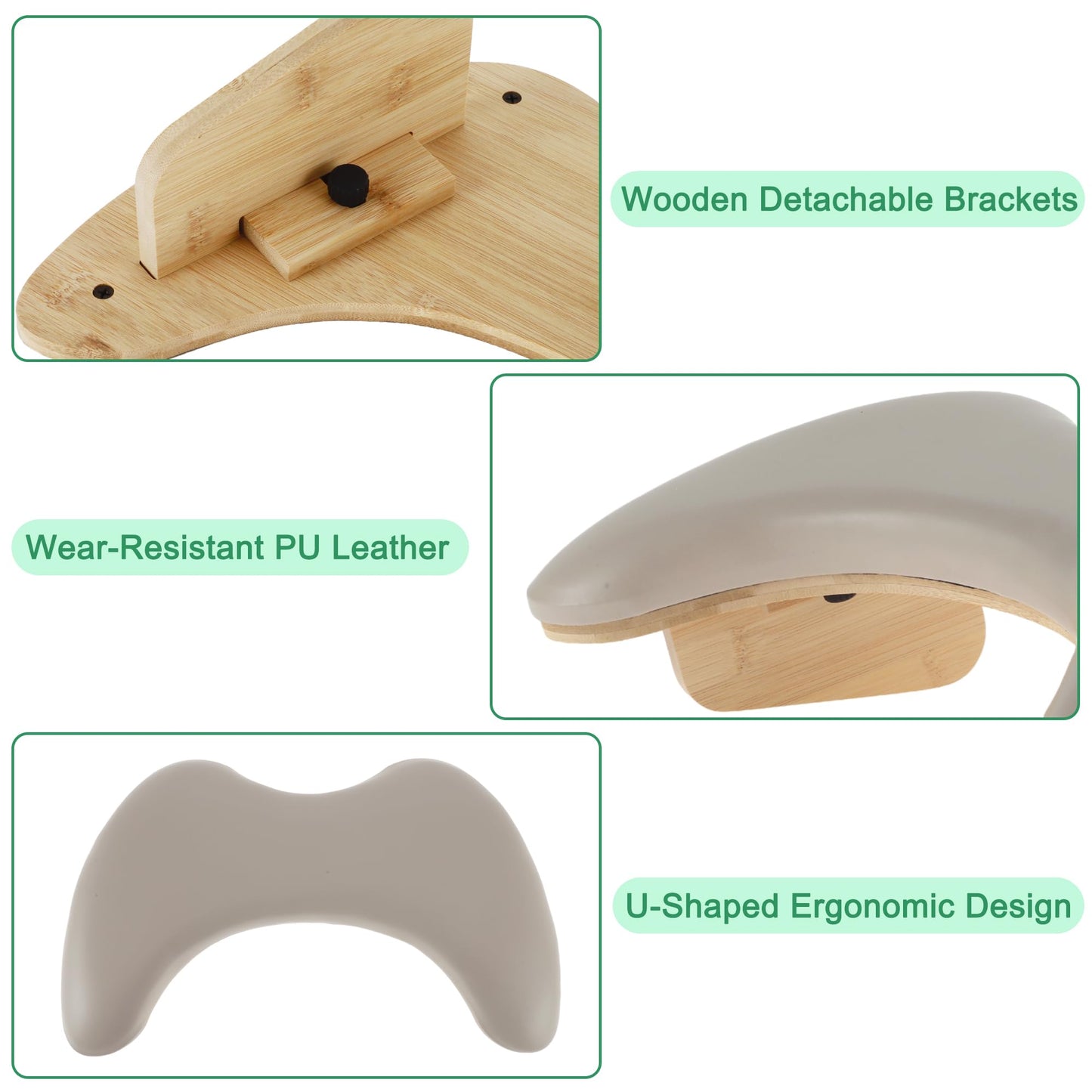 VOCOSTE Arm Rest for Nails Tech, U Shaped Nail Arm Rest, Manicure Hand Rest with Detachable Brackets, Hand Rest for Nails Tech, Nail Hand Rest for Nail Tech Must Haves, Coffee Color